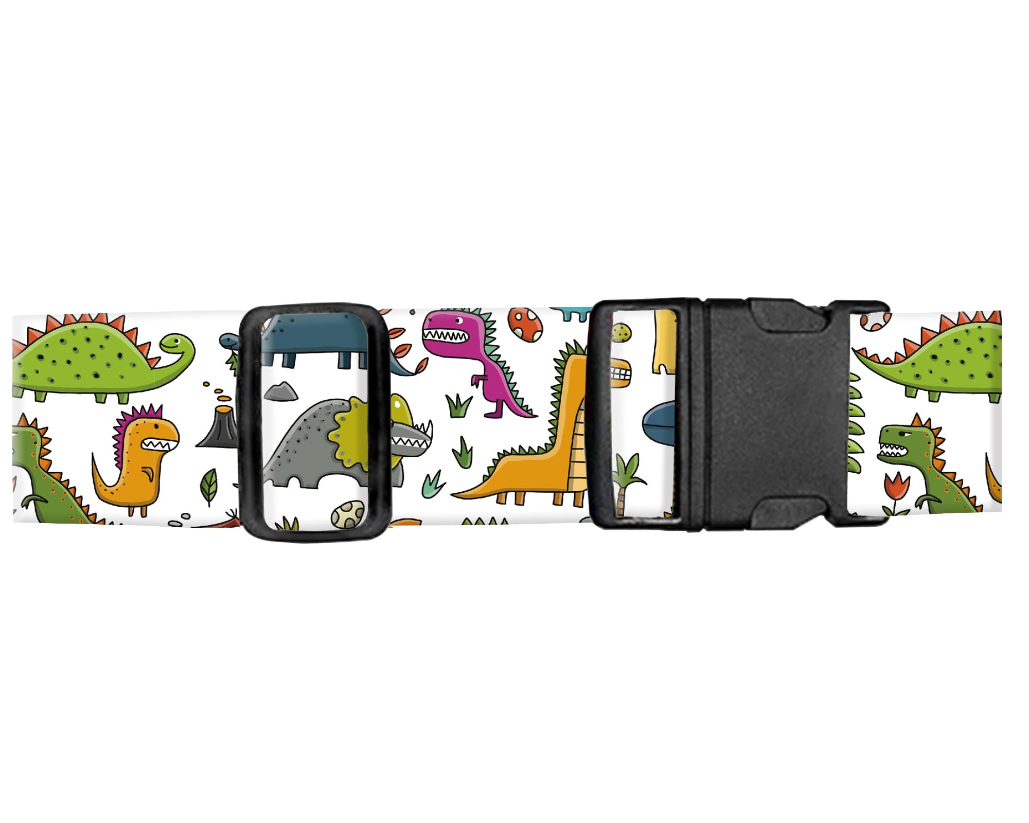 Durable Adjustable Luggage Straps for Suitcases - Wide Travel Belt with Secure Buckle, Cute Dinosaur Design Suitcase Identifier - Perfect for Air Travel, Vacation & Luggage Organization