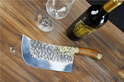 Premium Hand-Forged Longquan Cleaver Chef Knife - 7Cr17MOV High Carbon Stainless Steel - Ultra Sharp Chinese Kitchen Knife for Slicing, Chopping & Dicing - Perfect for Home Chefs & Professional Kitchens