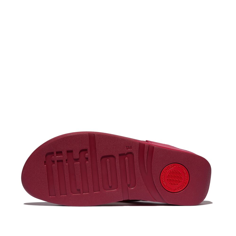 FitFlop Lulu Leather Sandals for Women - Comfortable Redberry Color Flip Flops | Perfect for Beach, Poolside & Summer Vacations