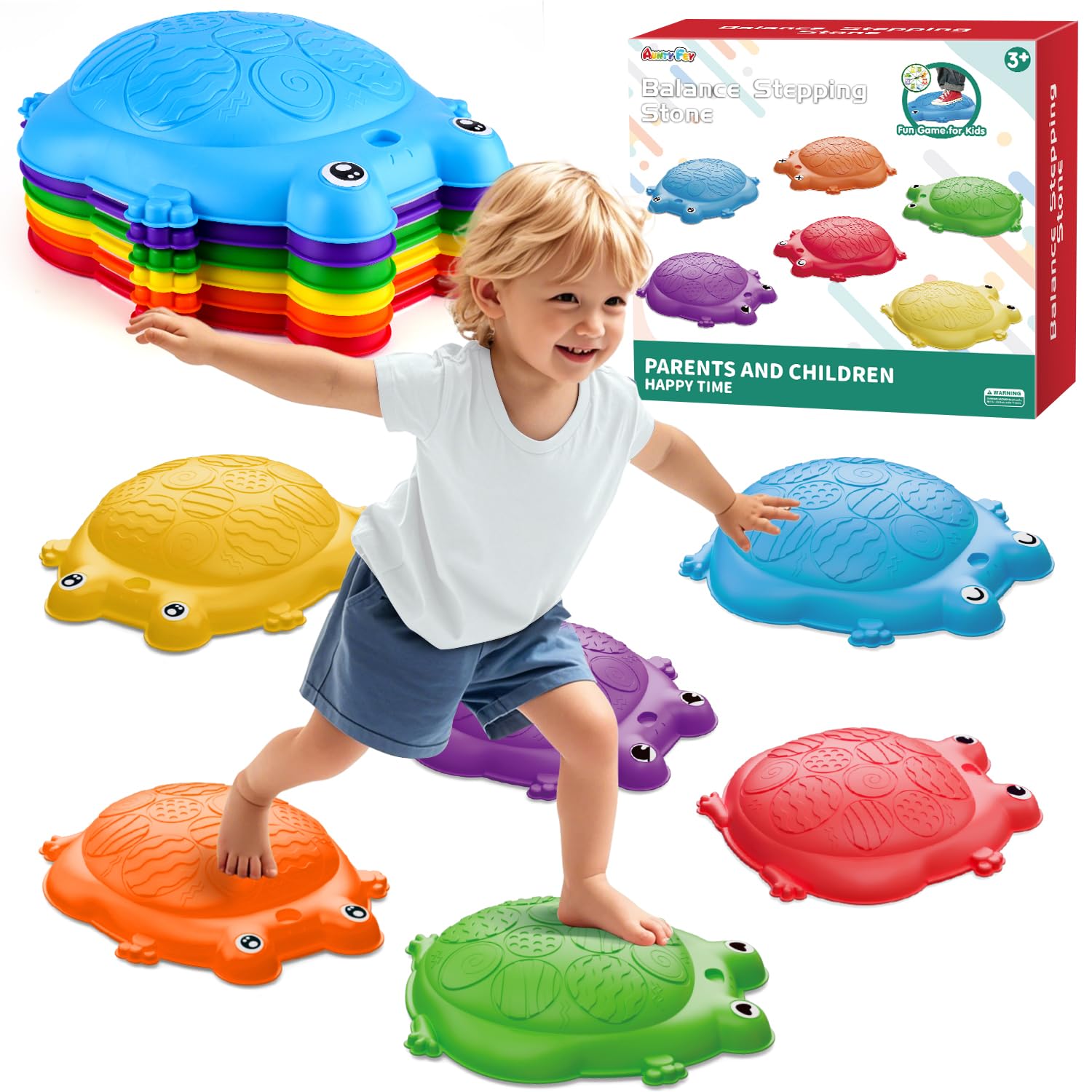 6-Piece Stepping Stones for Kids - Balance & Sensory Play Toys for Toddlers Ages 3-5 | Indoor & Outdoor Activity Equipment for Gross Motor Skills Development