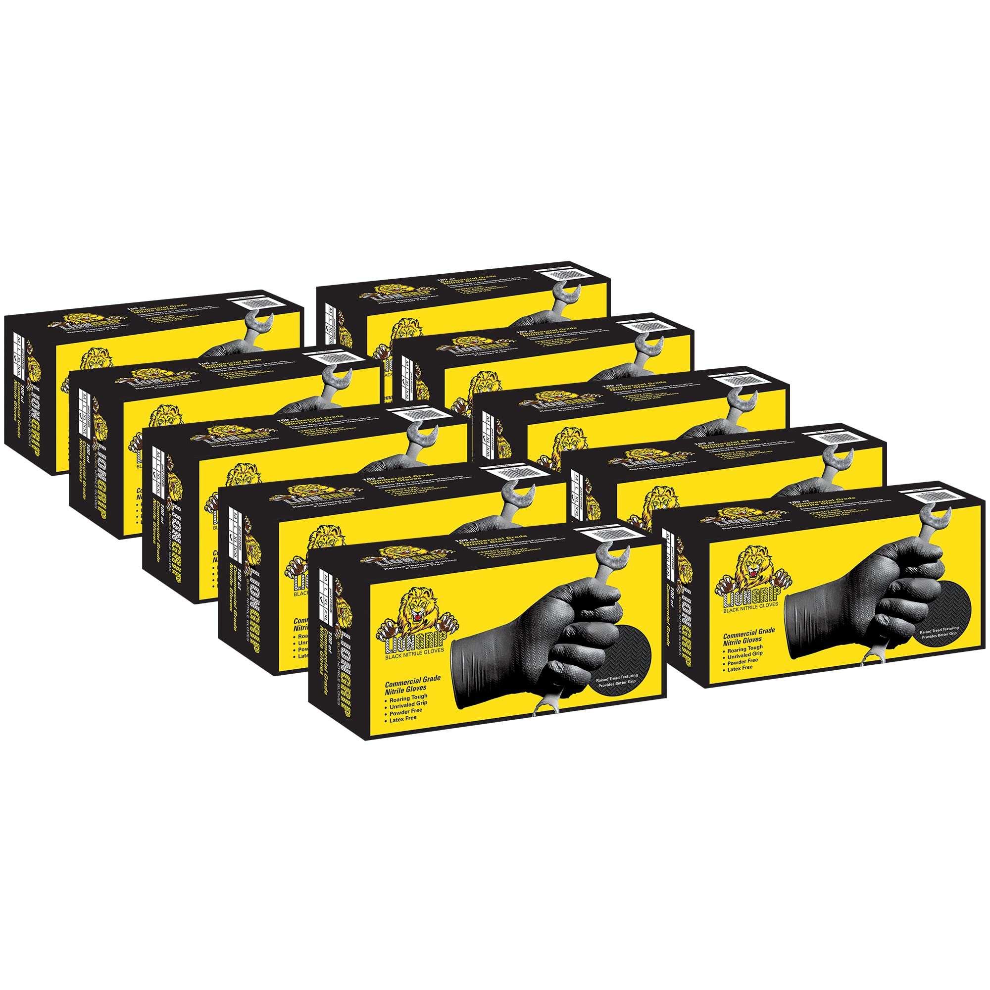 EPPCO LionGrip 7-Mil Black Nitrile Gloves - Disposable, Powder-Free, Latex-Free, Textured for Superior Grip - Ideal for Medical, Food Service, Cleaning & Industrial Use