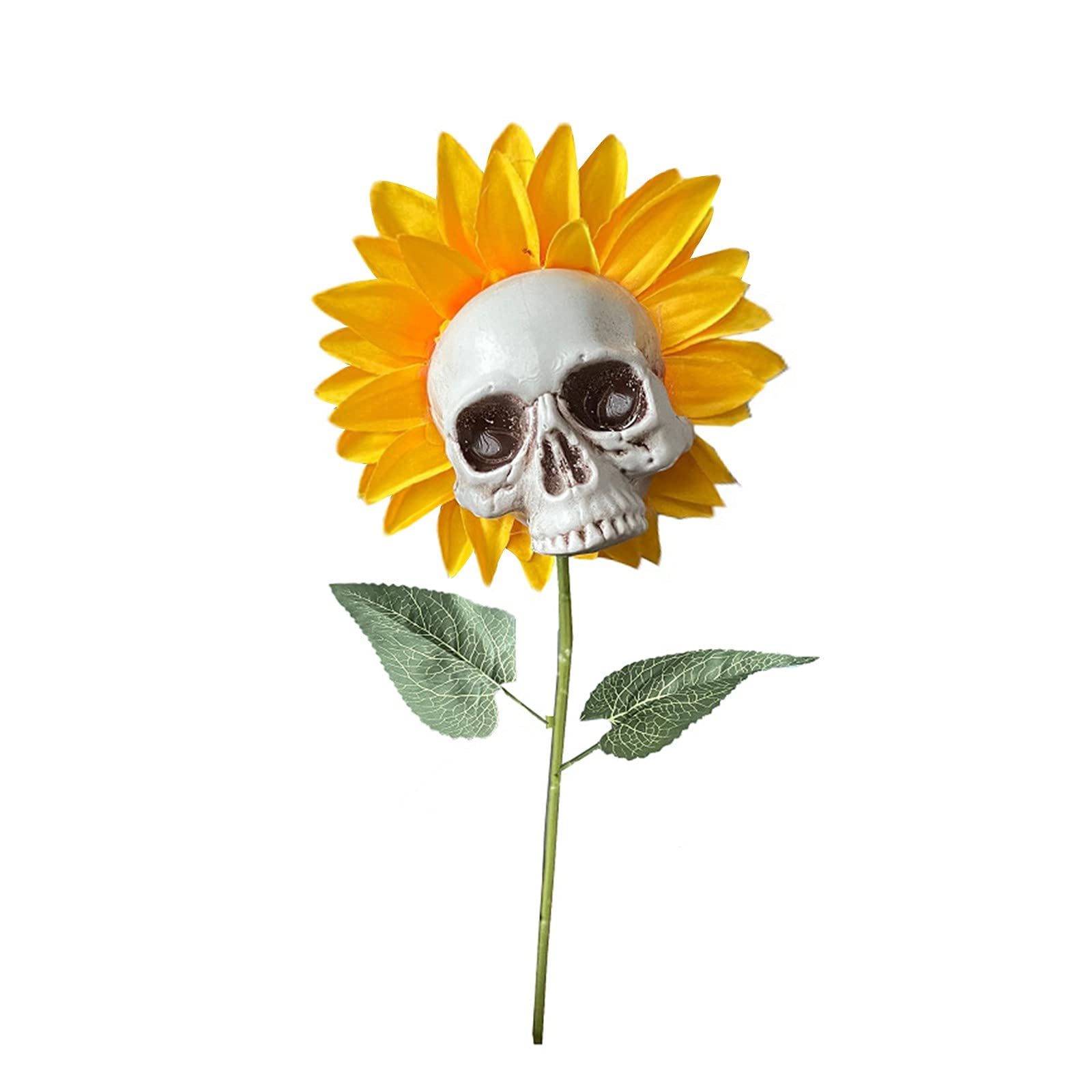 Realistic Sunflower Skull Head Garden Decoration - Unique Halloween & Gothic Outdoor Lawn Ornament for Patio, Yard, and Cemetery Decor