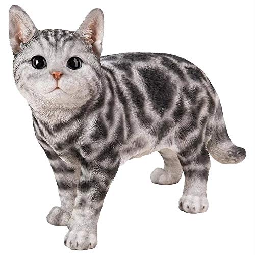 Grey Spotted Cat Figurine Statue - Handcrafted Ceramic Home Decor | Perfect for Kitchen Countertops, Bookshelves & Gift Giving