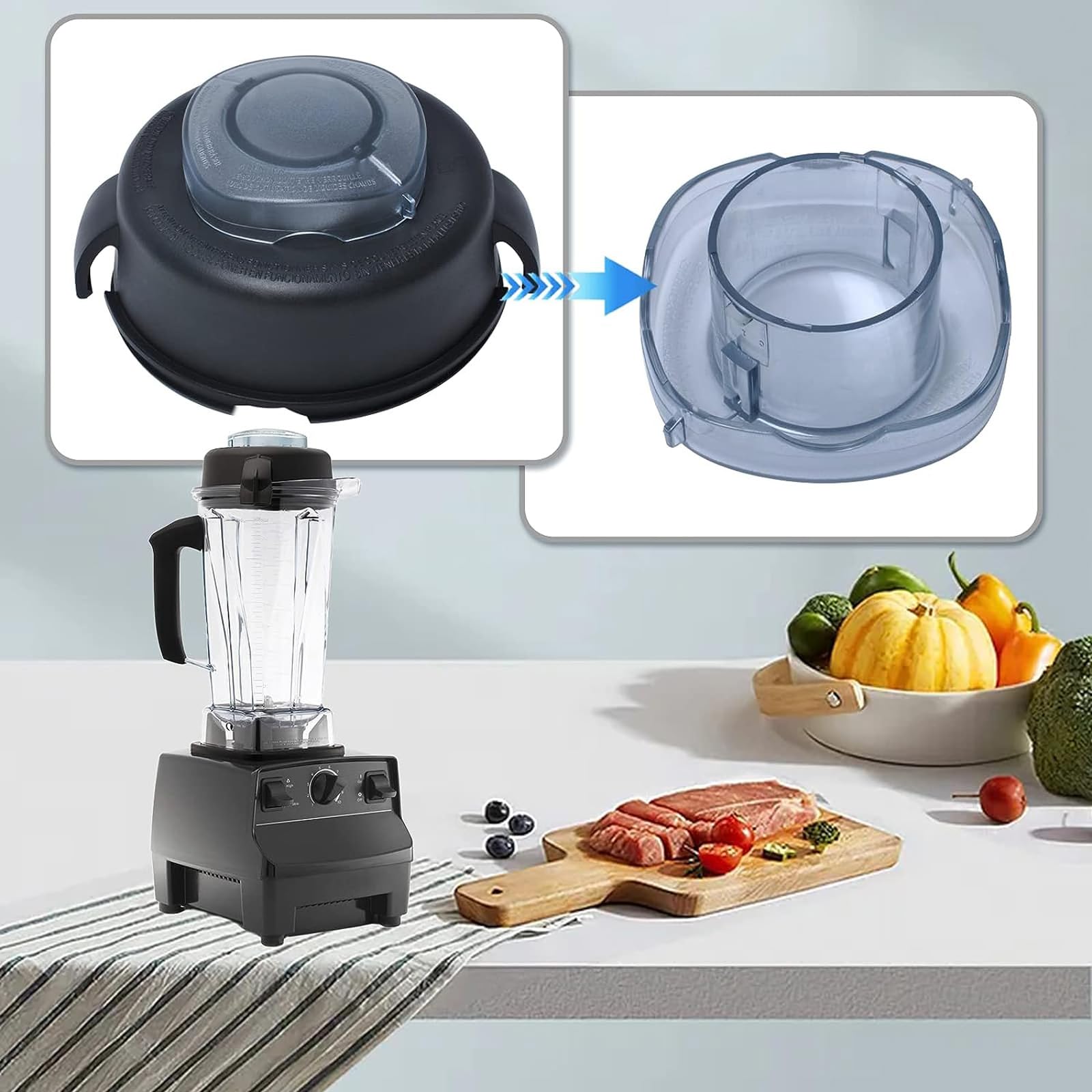 Vitamix 5200 5000 Blender Replacement Parts - 64oz High Profile Container with 2-Part Lid and Plug | Durable Blender Accessories for Smoothies, Soups & Nut Butters | Compatible with Vitamix Blenders