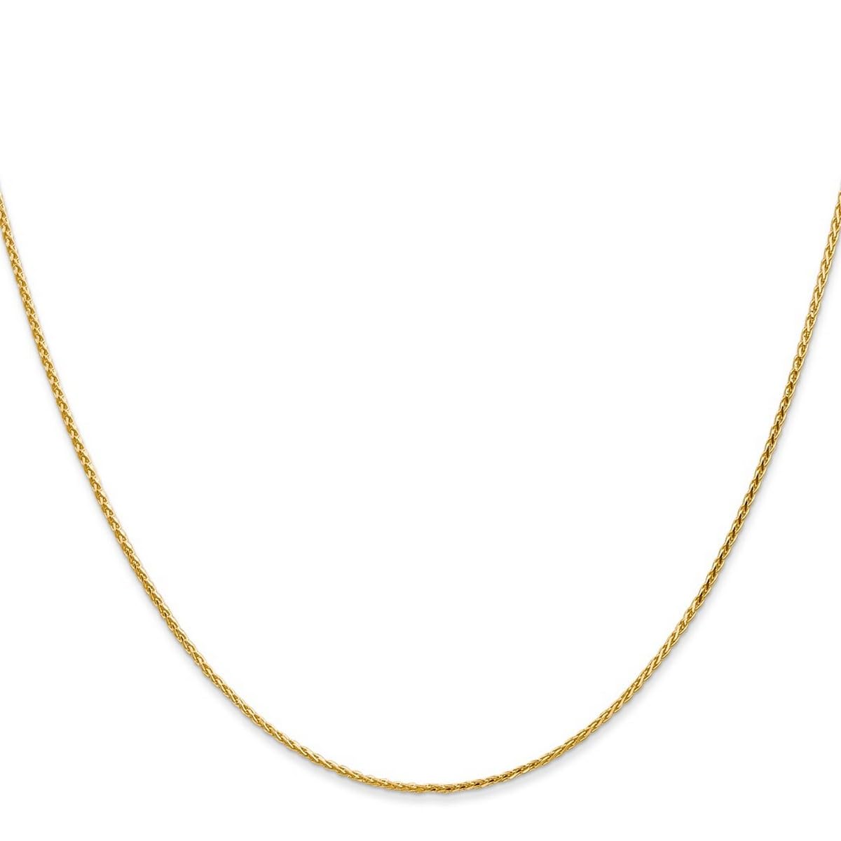 14K Yellow Gold Solid Lobster Claw Clasp 1.2mm Sparkle Cut Wheat Chain Necklace 24 Inch - Dainty Jewelry for Women & Men | Everyday Wear, Gift Giving, Special Occasions
