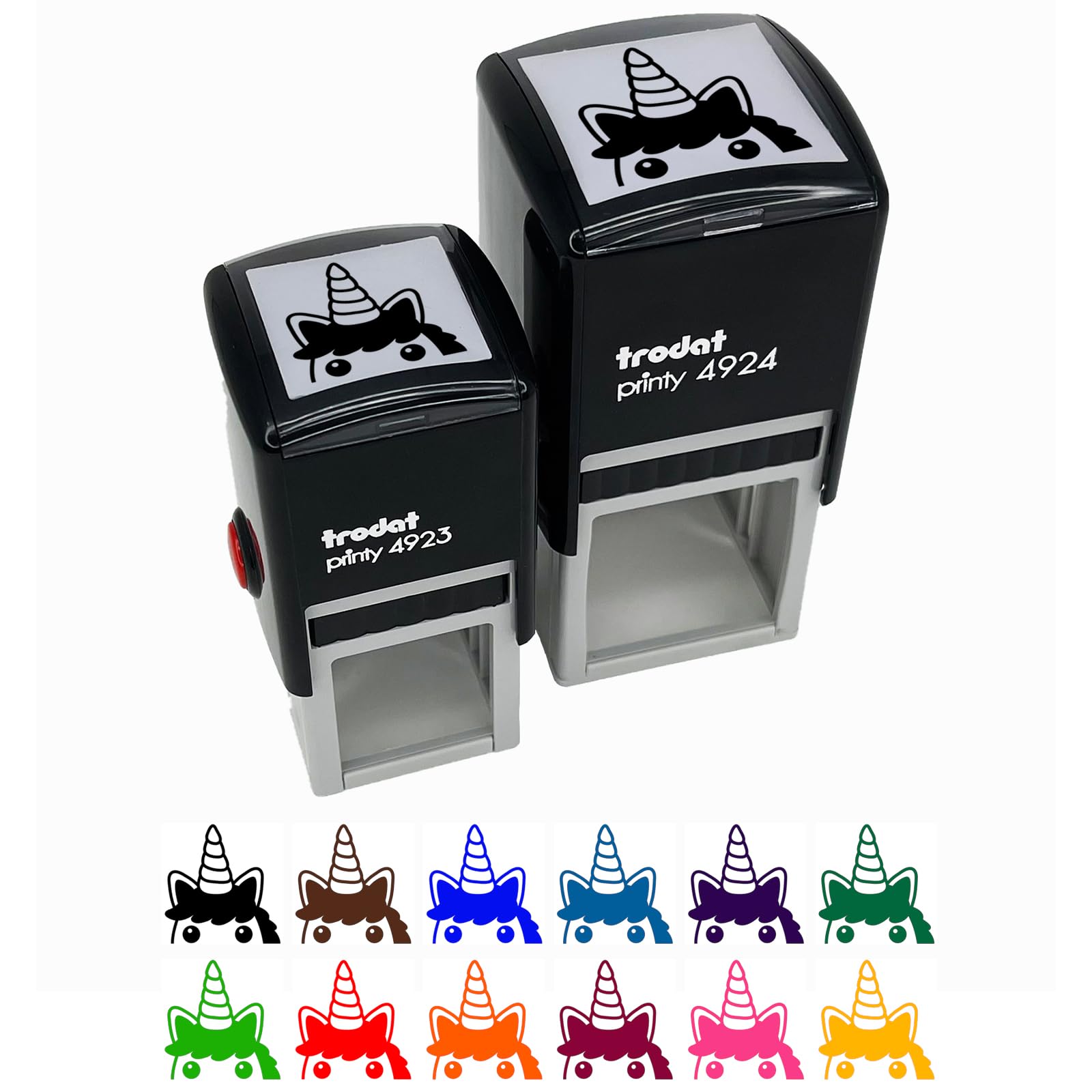 Peeking Unicorn Self-Inking Stamp - 1.5 Inch Large Rubber Stamper with Blue Ink - Perfect for Scrapbooking, Card Making & DIY Crafts