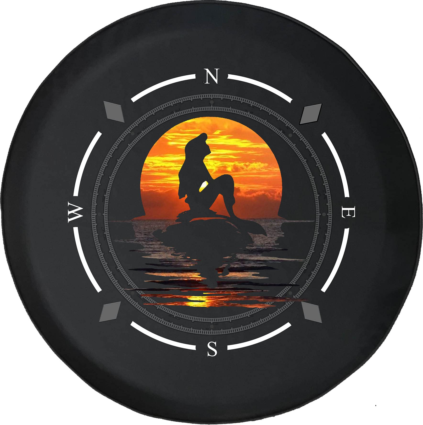 Premium American Unlimited Spare Tire Cover with Compass & Mermaid Design - Universal Fit for SUV, Trailer, RV & Most Vehicles | Durable Wheel Protection for Road Trips & Outdoor Adventures