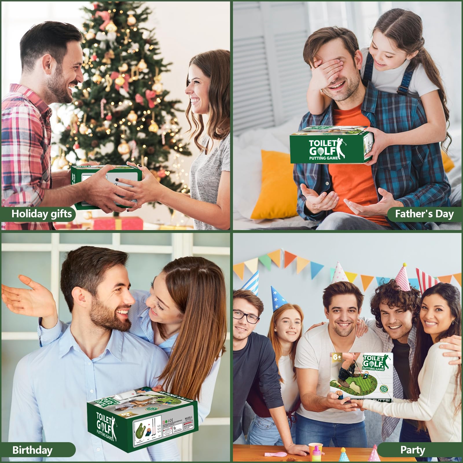 2 PCS Toilet Golf Game Gag Gift Box - Funny Fake Present Box for Pranks & White Elephant Gifts - Perfect for Golfers, Husband, Dad, Brother & Boyfriend - Great for Birthday, Christmas & Office Party Jokes