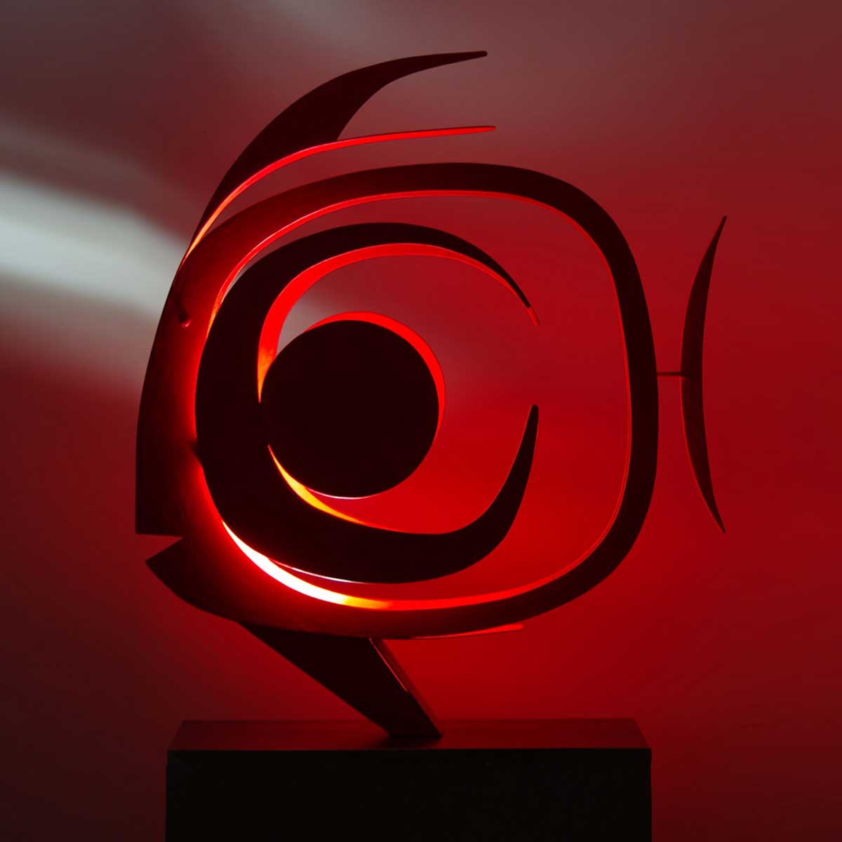 Eclipse Red Steel Sculpture - Modern Art Decor for Home, Office & Garden - Unique Handmade Metal Wall Art for Indoor & Outdoor Spaces