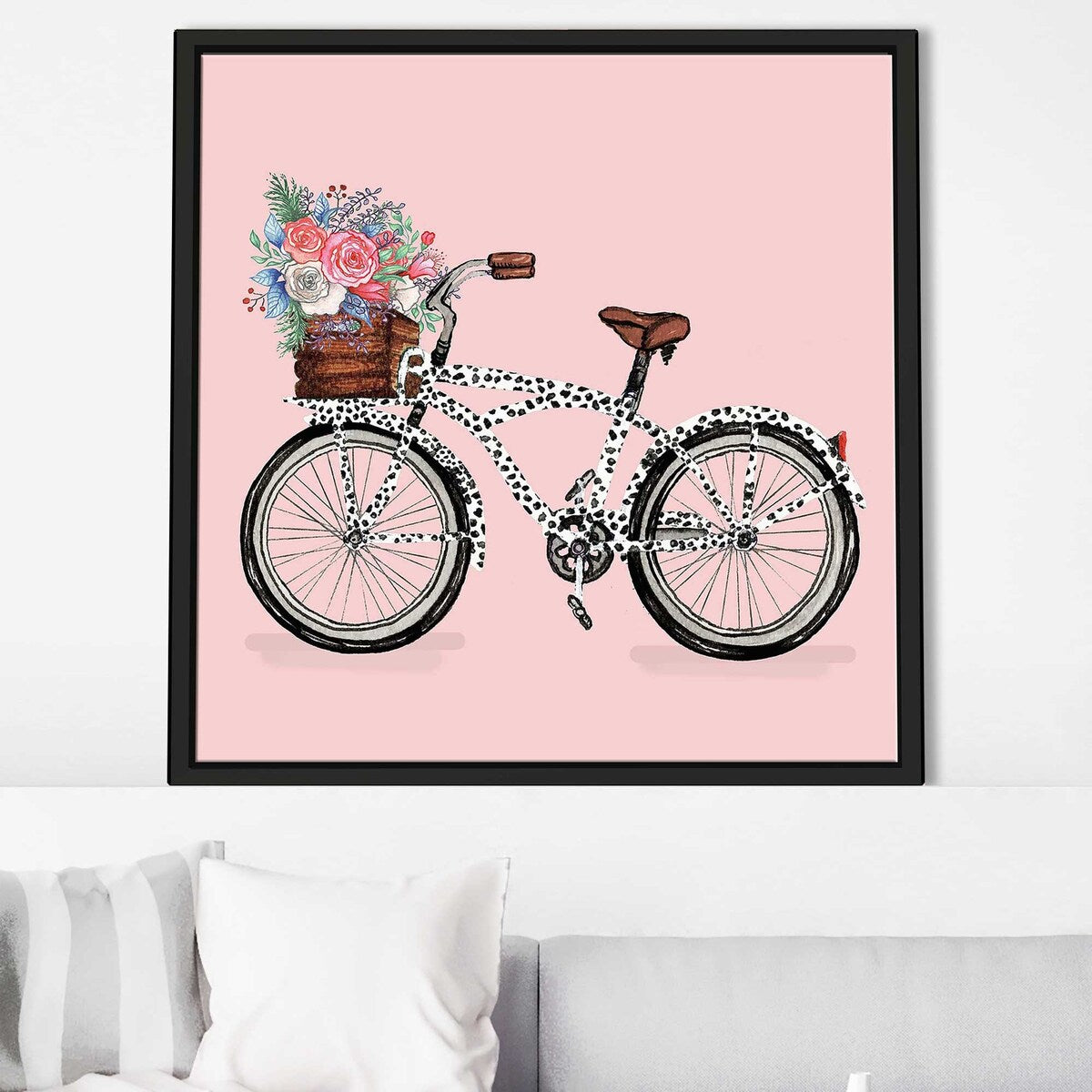Floral Print Bicycle with Woven Basket - Stylish & Functional Bike for Women, Commuting & Leisure Rides