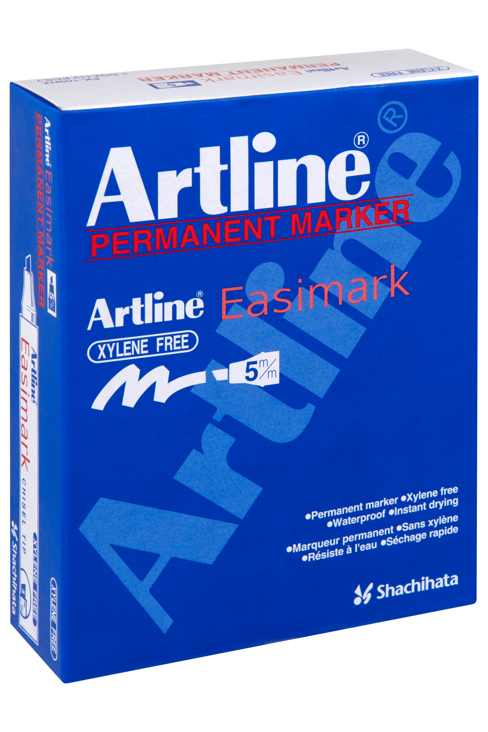 Artline 109 Easimark Permanent Marker - 5mm Chisel Tip, Black Ink, Pack of 12 - Ideal for Office, School, Labeling & DIY Projects