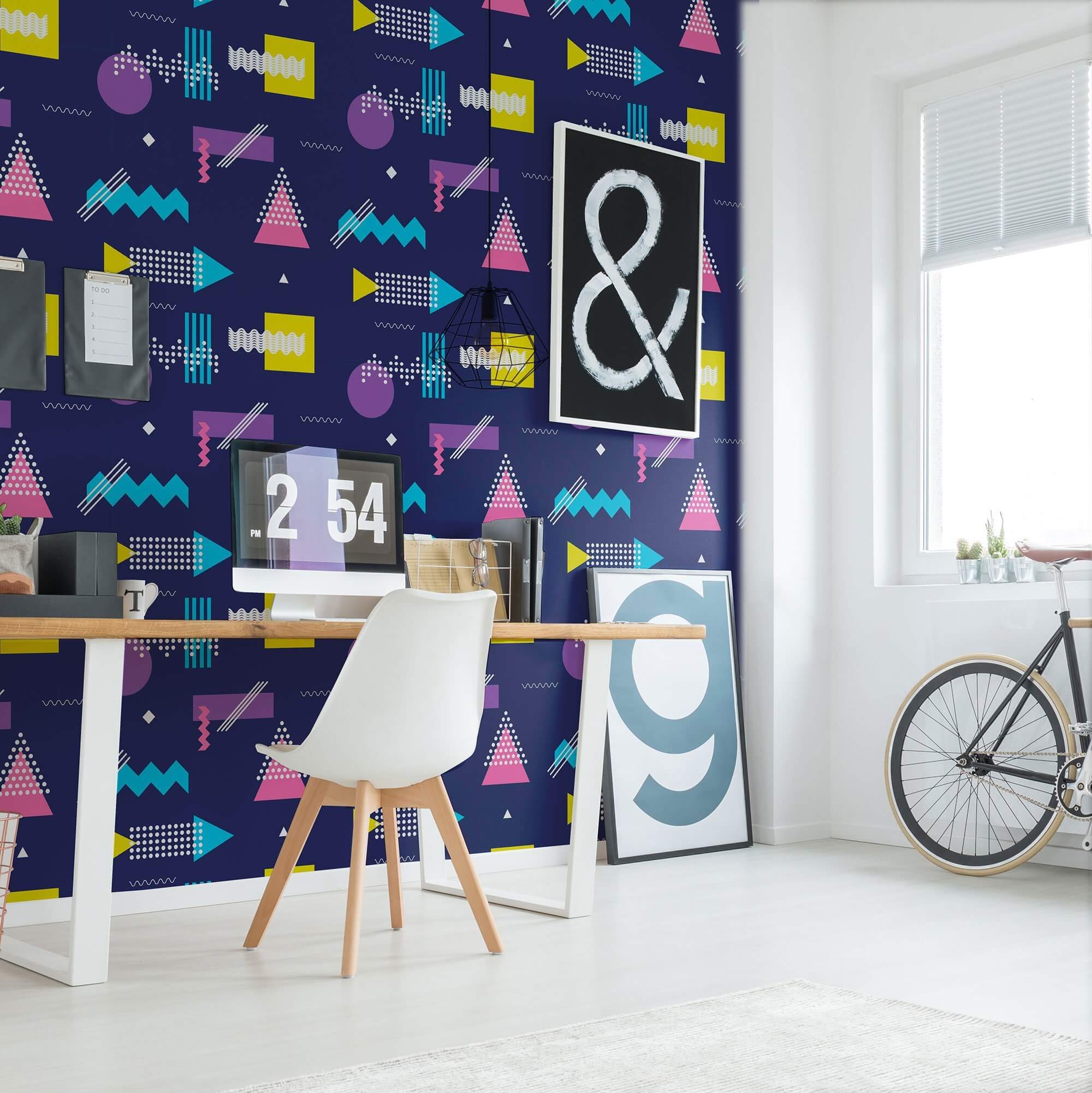 Pink and Yellow Geometric Peel & Stick Removable Wallpaper - Self-Adhesive Decorative Wall Covering for Bedroom, Nursery, or Home Office Decor