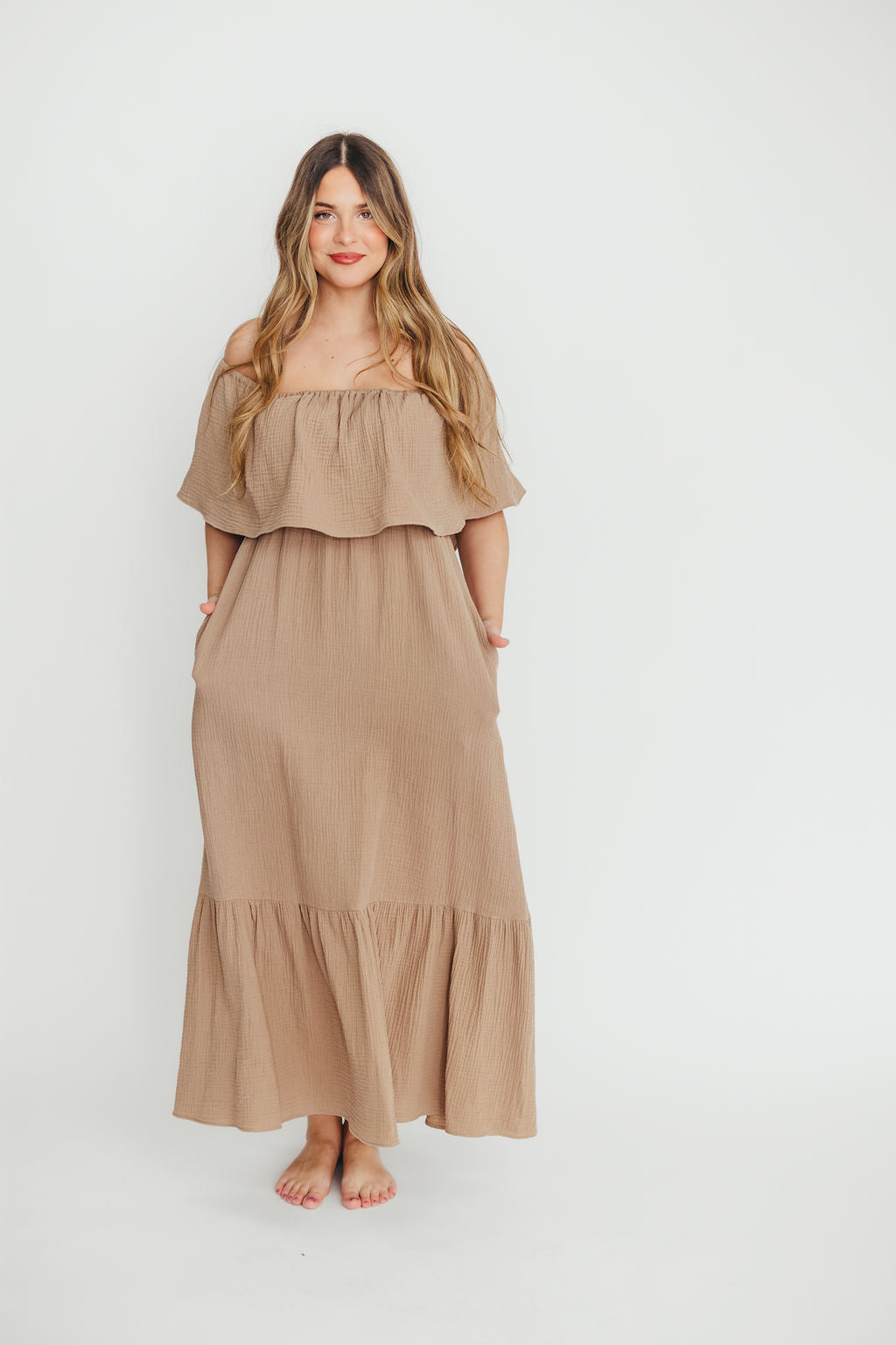 Josie 100% Cotton Maxi Dress in Dry Thyme - Bump & Nursing Friendly Maternity Dress for Pregnancy & Breastfeeding | Perfect for Casual Outings, Beach Vacations & Summer Wear