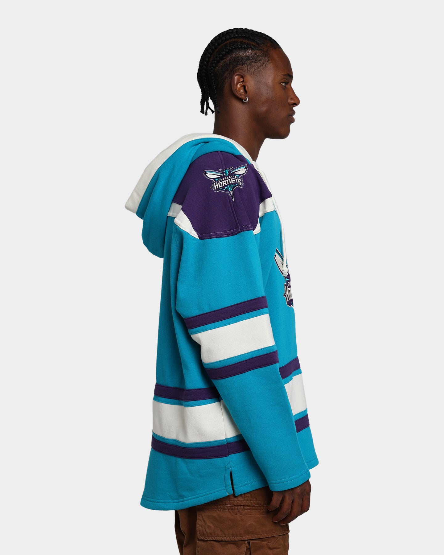 47 Brand Charlotte Hornets Superior Lacer Hoodie Neptune - Men's NBA Basketball Team Zip-Up Sweatshirt for Fans & Streetwear Fashion | Game Day, Casual Wear & Outdoor Activities