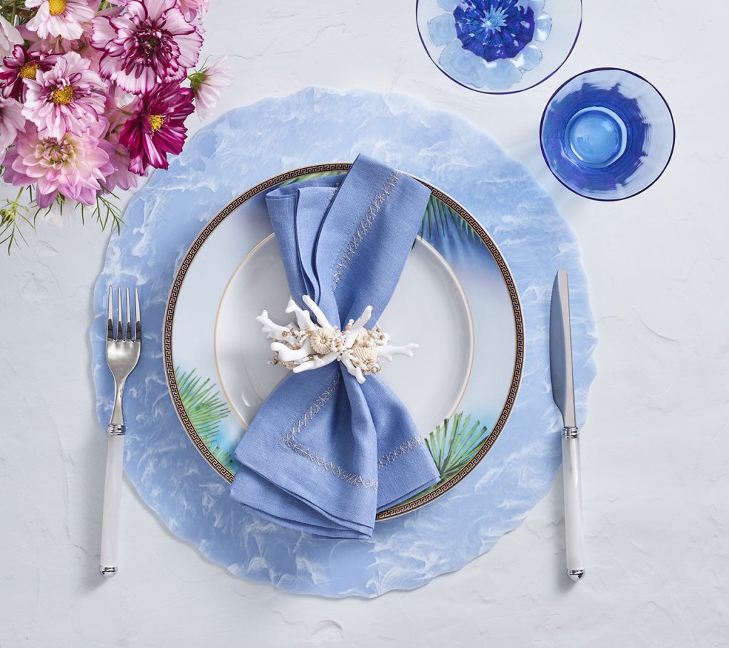 Periwinkle Cloud Placemat Set of 4 - Soft Non-Slip Table Mats for Dining, Kitchen, and Party Decor