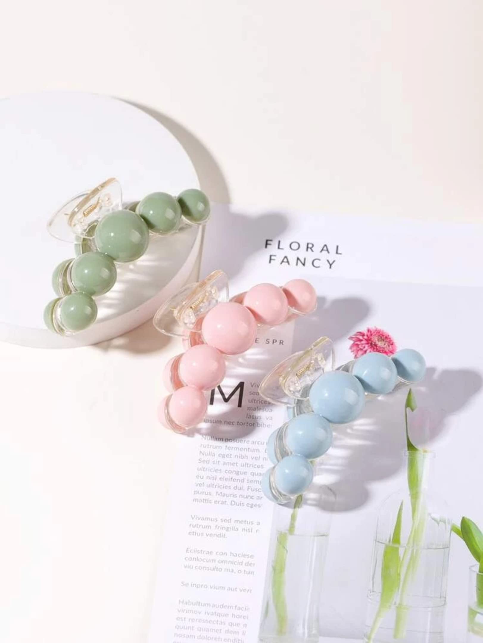 Korean Style Large Hair Claw Clip - RedChimes Thick Hair Clutcher with Pearl Accents for Women & Girls (Multicolor, 4 Pack) - Perfect for Updos, Ponytails & Everyday Hairstyles