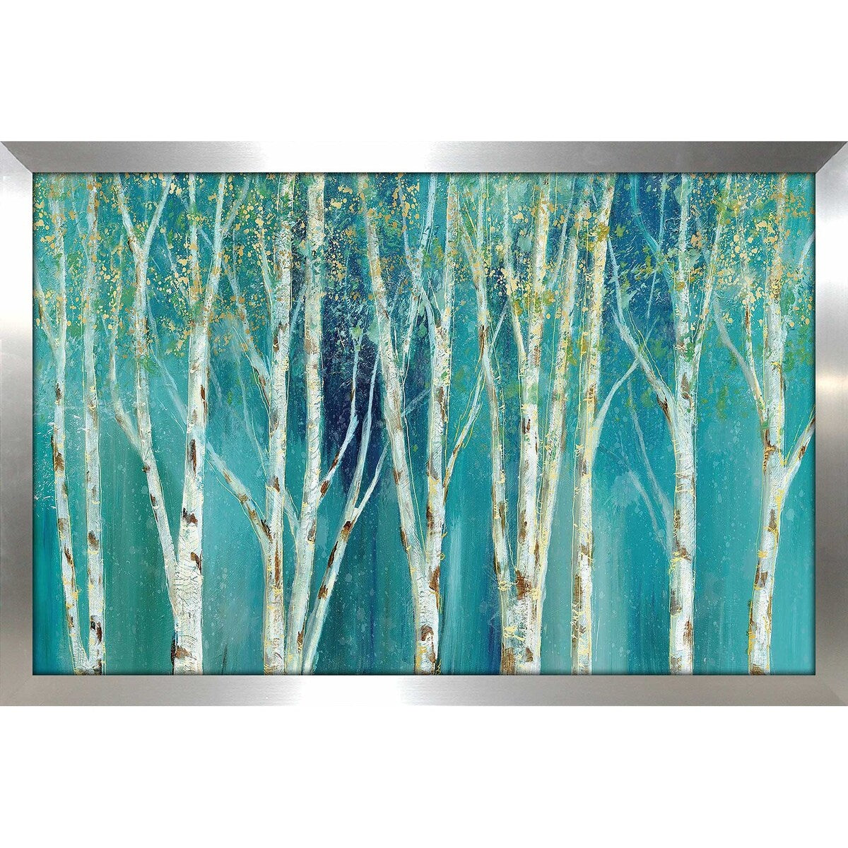Birch on Blue Horizontal Acrylic Print by Nan - Stunning Nature Wall Art for Living Room, Bedroom & Office Decor