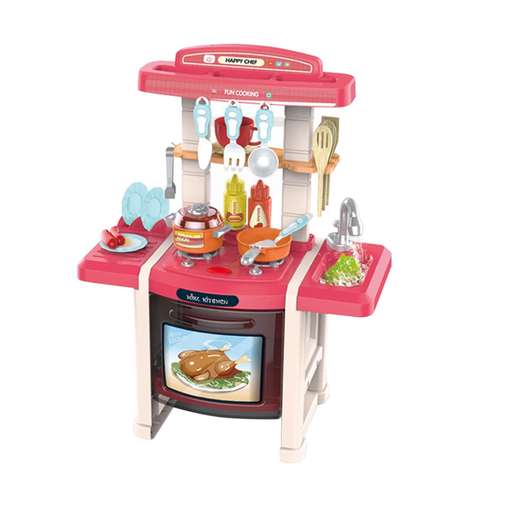 **Realistic Kids Kitchen Playset with Lights & Sounds - Interactive Pretend Play Toy for Toddlers, Boys & Girls - Includes Spray Simulation & Color Changing Food - Perfect for Imaginative Play & Early Learning**