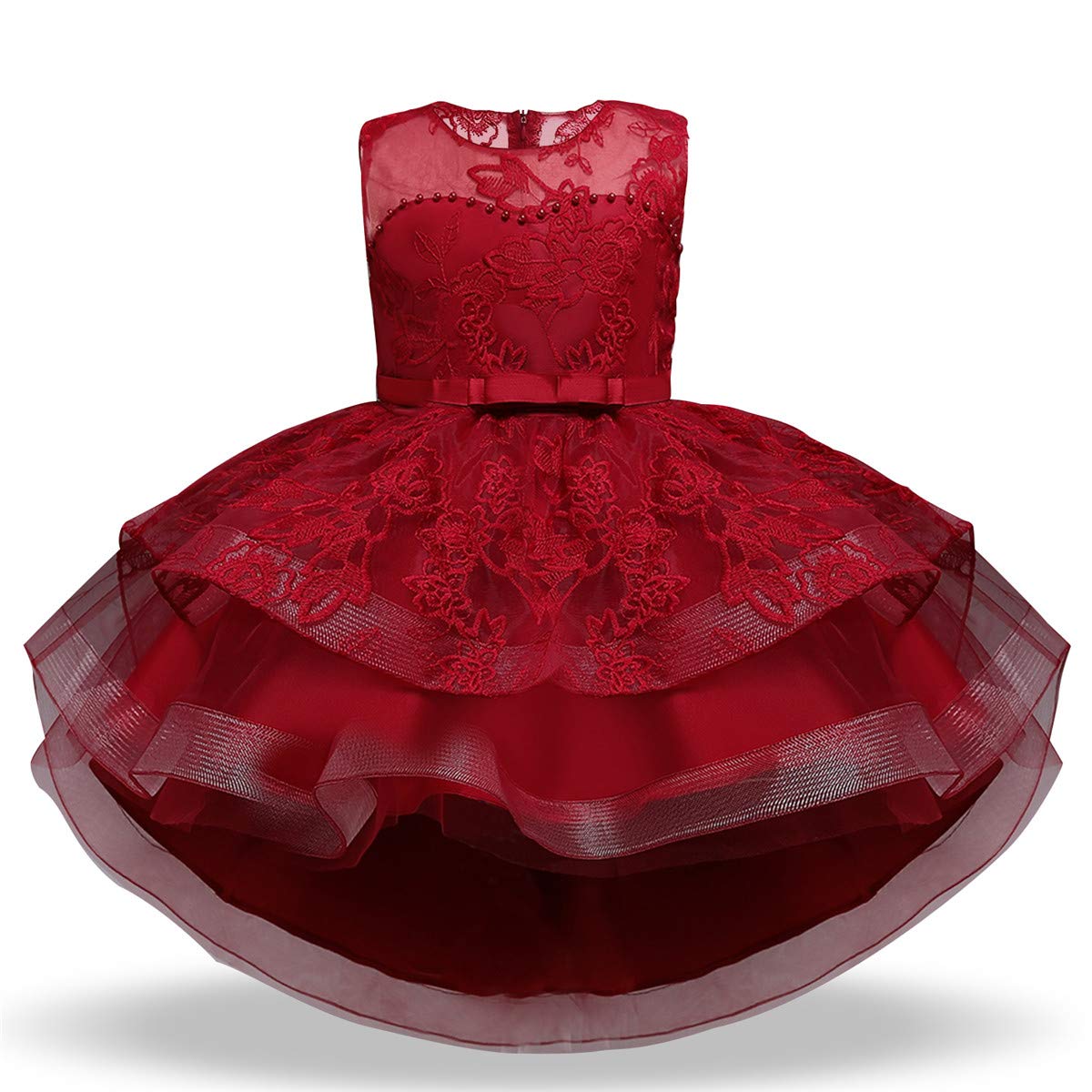 NNJXD Girls Ruffled Lace Party Dress - Elegant Flower Girl Dress for Weddings, Birthday Parties & Special Occasions - Toddler to Kids Formal Attire (Ages 3-8)