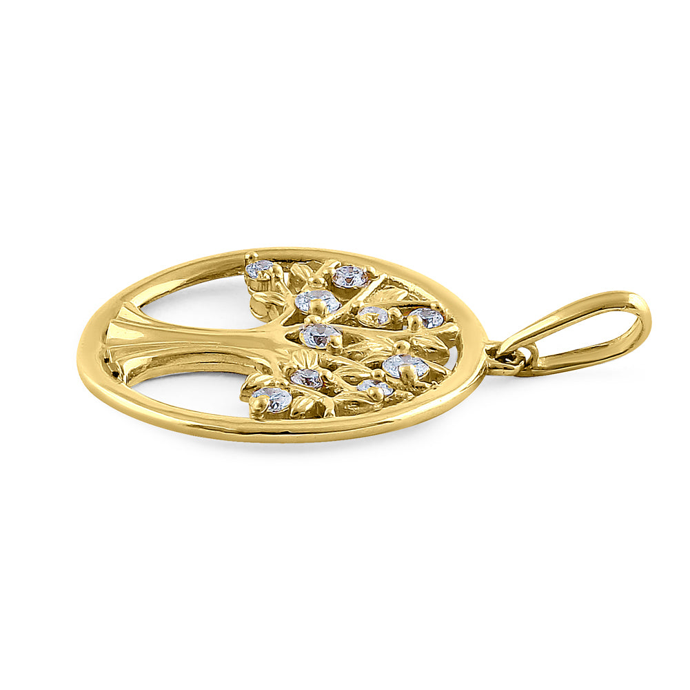 14K Solid Yellow Gold Tree of Life Pendant with Diamonds - Elegant Jewelry Gift for Women, Perfect for Anniversaries, Birthdays & Special Occasions