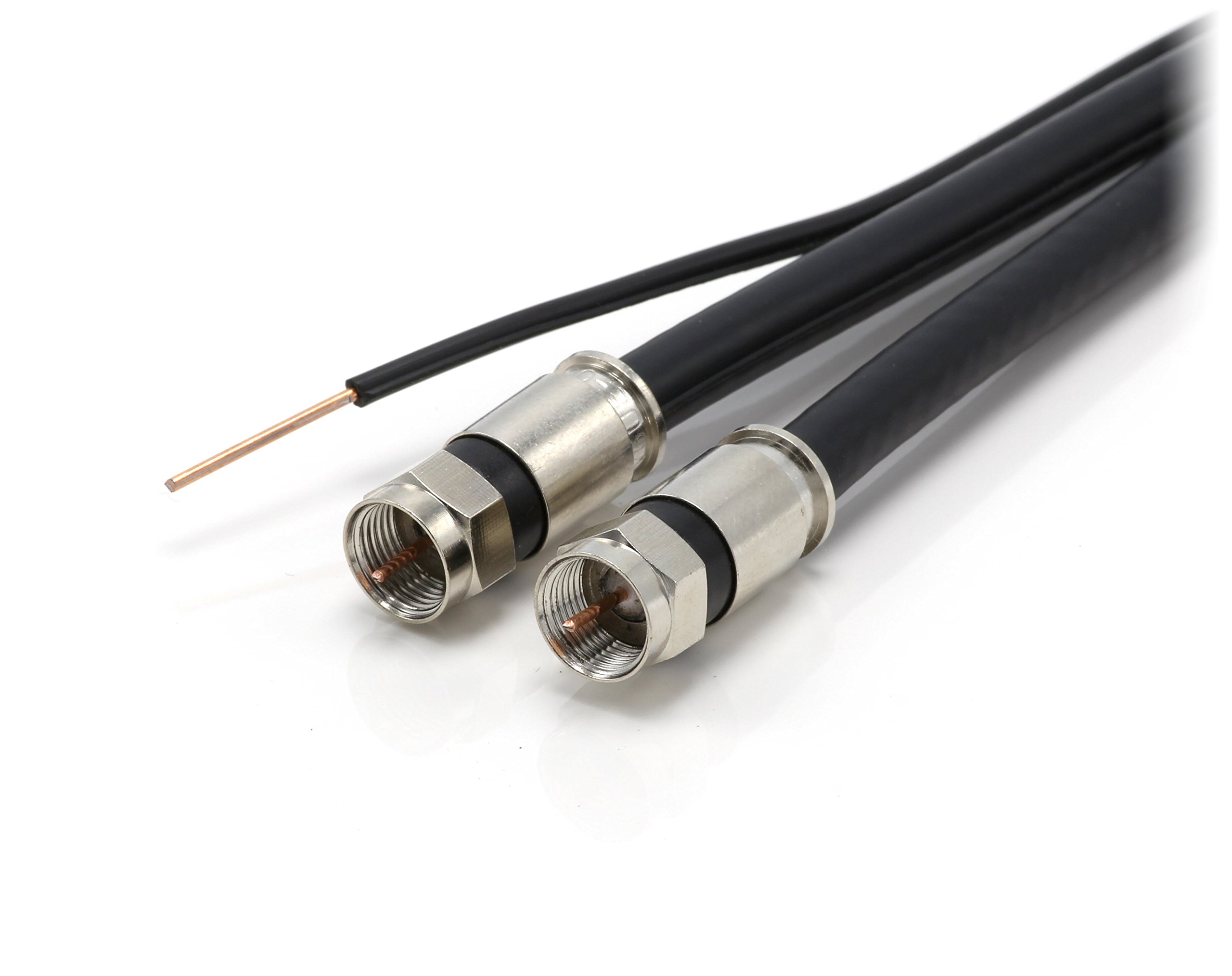 200 Feet Black Dual RG6 Twin Siamese Coaxial Cable with 18 AWG Copper Ground Wire - for Satellite, Cable TV & HD Antennas (60 Meter) - Perfect for Home Theater, Security Cameras & Digital Signal Transmission