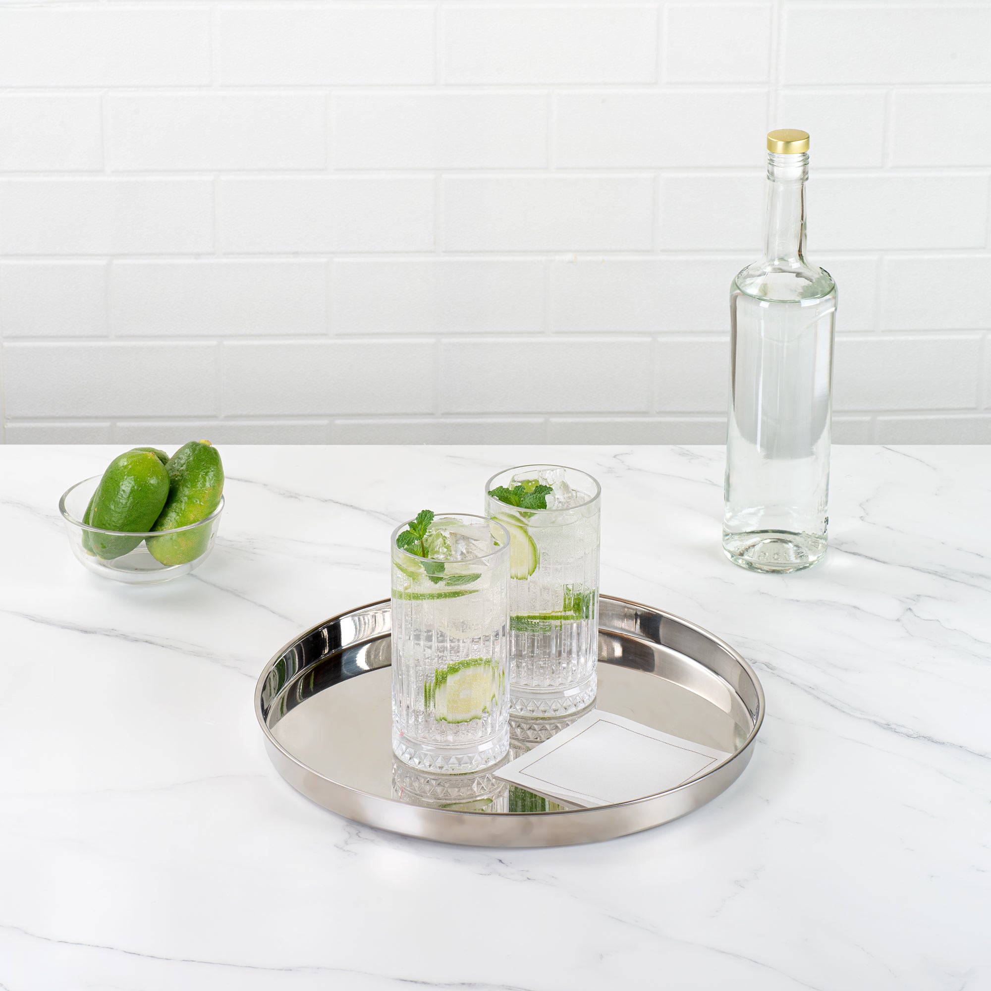 Premium Bar Lux Stainless Steel Serving Tray with Mirror Finish - 12.5