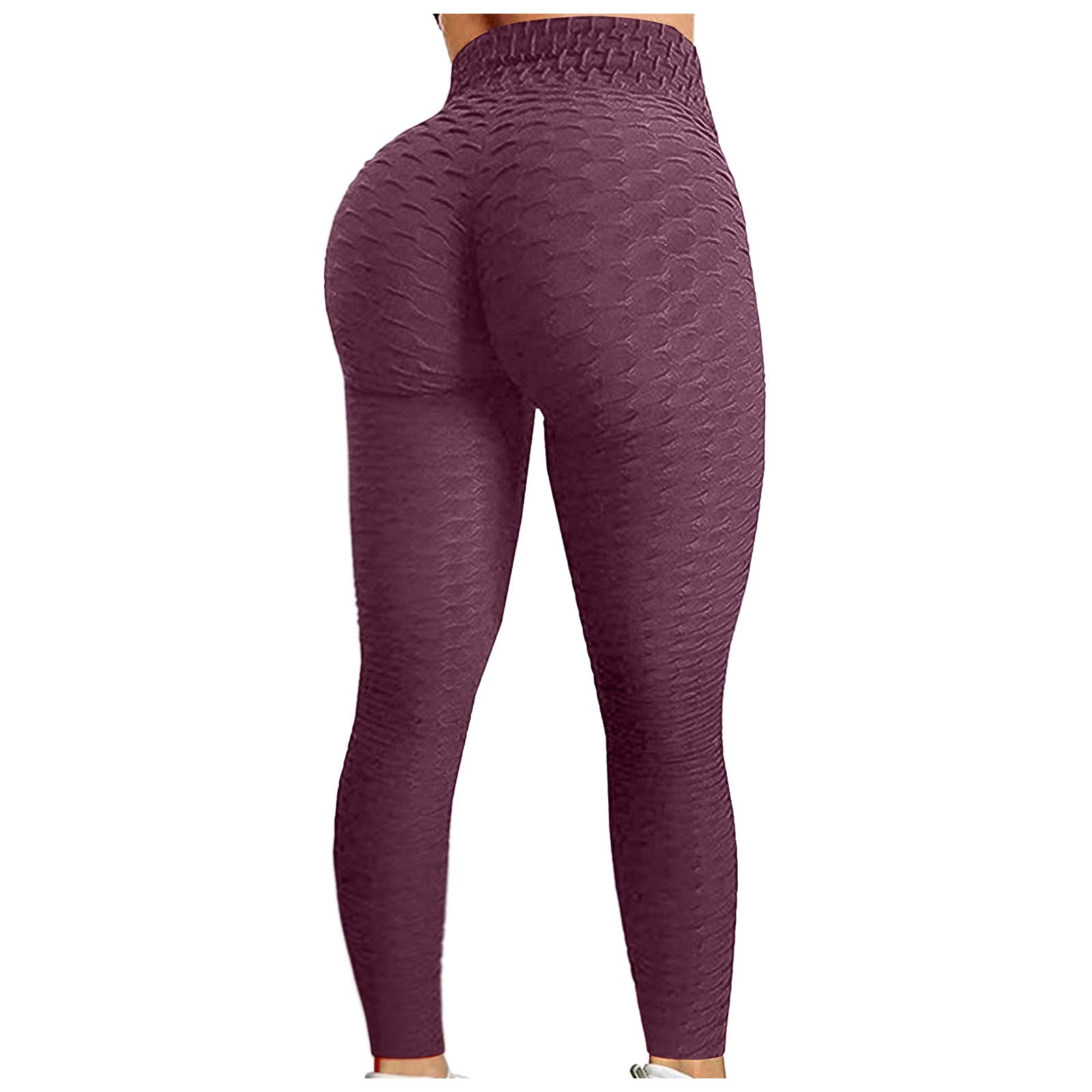 **Sexy High Waist Booty Lifting Yoga Pants for Women - Textured Ruched Workout Leggings with Tummy Control - Perfect for Gym, Running & Casual Wear**