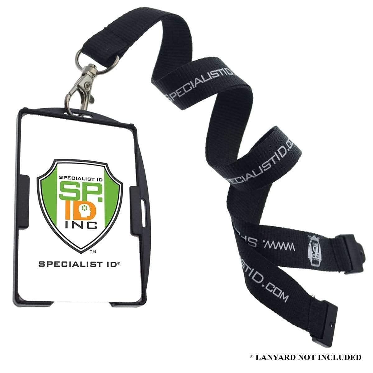 50 Pack RFID Blocking ID Badge Holders - Dual Sided Shield Blocks 13.56MHz Signals - SkimSAFE Card Protector for Work, Office & Events (Black, Holds 2 Cards)