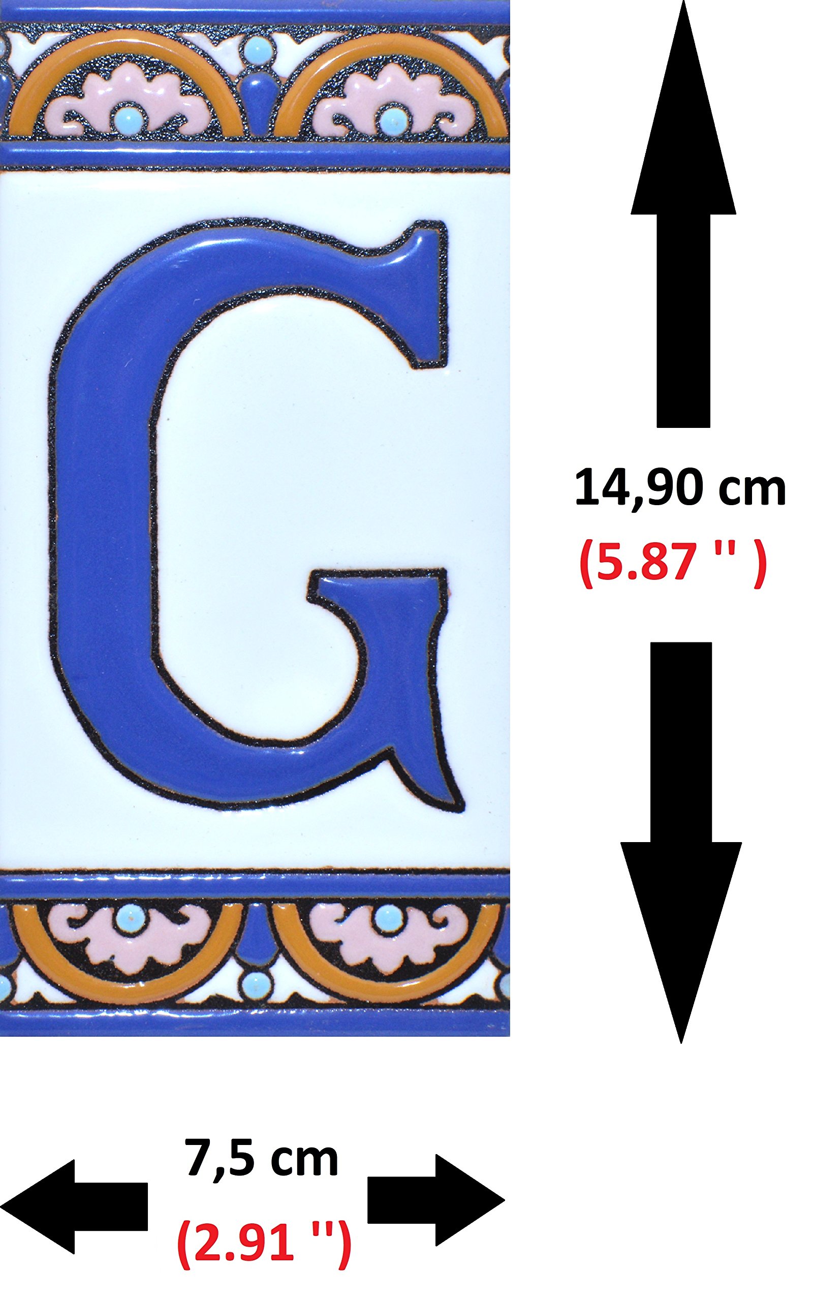 6 Inch Hand Painted House Letter Tiles - Custom Address Signs, Names & Numbers for Home Decor - ARCO GRANDE Design (5.86
