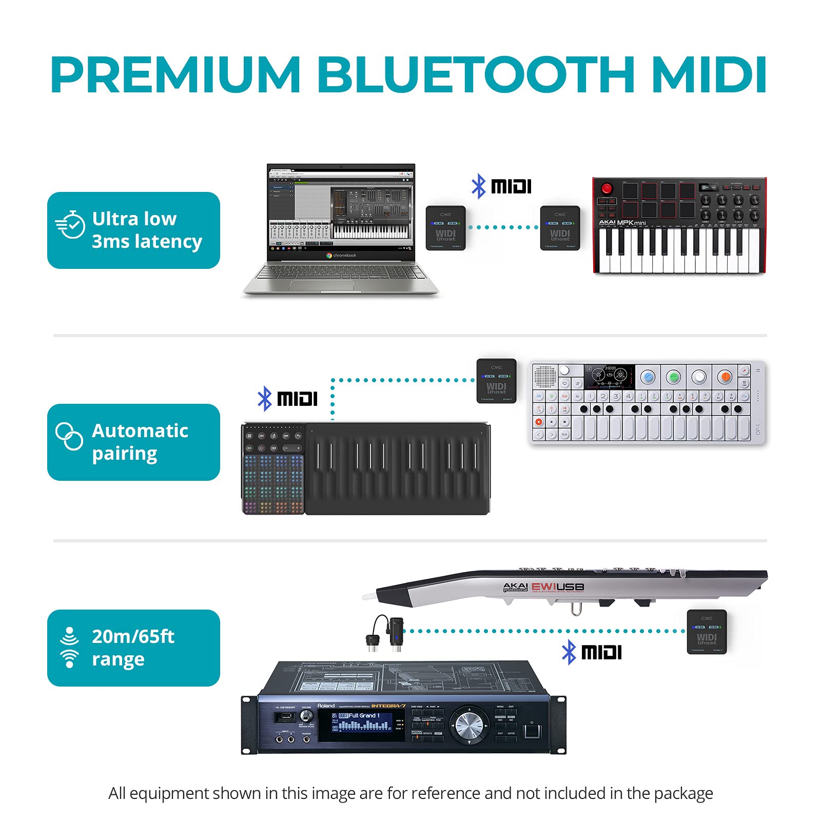 CME WIDI Uhost - Bluetooth USB MIDI Interface & USB Host for Class Compliant MIDI Devices | Compatible with Windows, Mac, iOS, Android, Linux & ChromeOS | Perfect for Music Production, Live Performances & Studio Recording