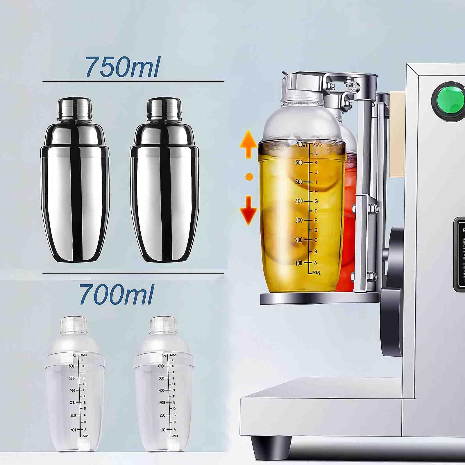 Professional TECHTONGDA Commercial Milk Tea Shaker Machine - Stainless Steel Automatic Bubble Tea Maker with 2x750ml Steel & 2x700ml Transparent Cups - Perfect for Bubble Tea Shops, Cafes, and Drink Businesses