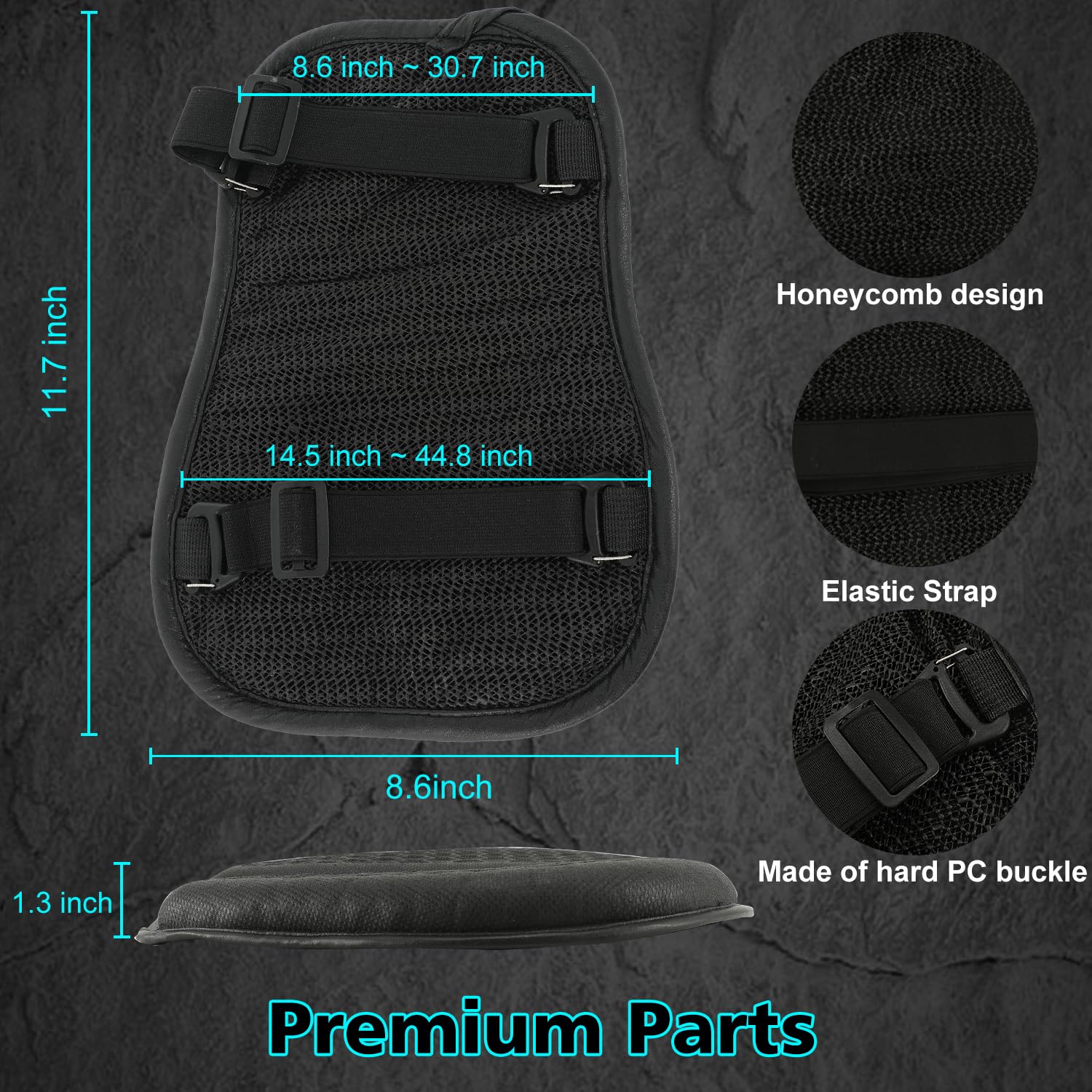**SUNPIE Universal Motorcycle Gel Seat Cushion - 3D Honeycomb Breathable Pad for Long Rides, Foldable & Comfortable - Ideal for Cruisers, Touring Bikes & Commuting**