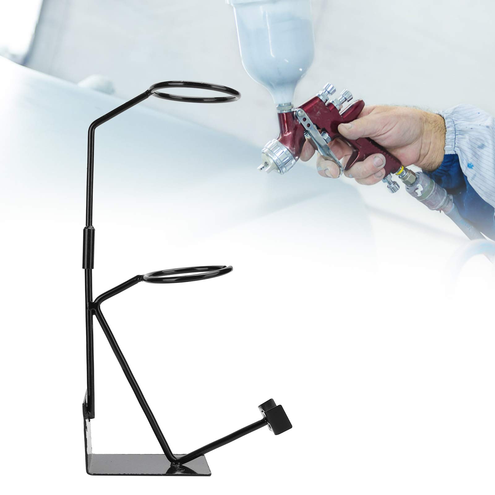 Gravity Feed Paint Spray Gun Holder Stand - Wall or Bench Mount with Strainer Holder | Portable & Durable Spray Gun Organizer for Automotive, Woodworking & DIY Painting Projects