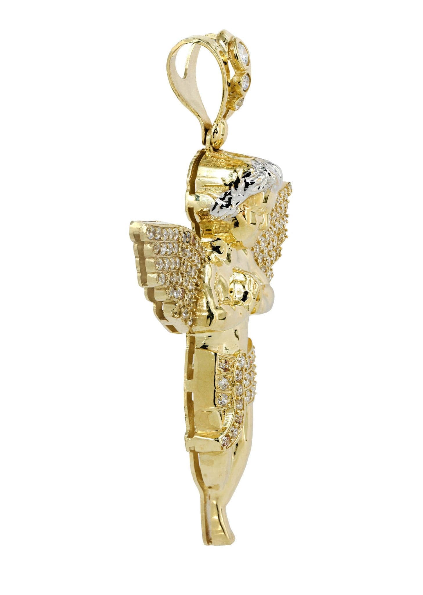 10K Gold Angel Pendant Necklace - 41.3 Grams Solid Gold Religious Jewelry for Women - Perfect Gift for Christmas, Baptism & Special Occasions