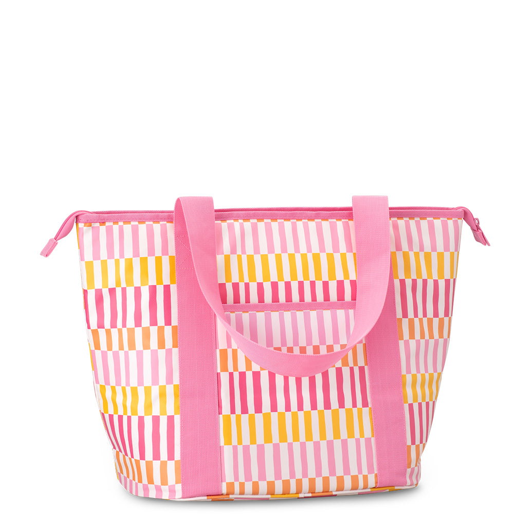 Sherbet Stripe Zippi 36-Quart Cooler - Insulated Ice Chest for Camping, Beach, Picnics & Outdoor Adventures - Portable Cooler Box with Heavy-Duty Handle & Leakproof Design