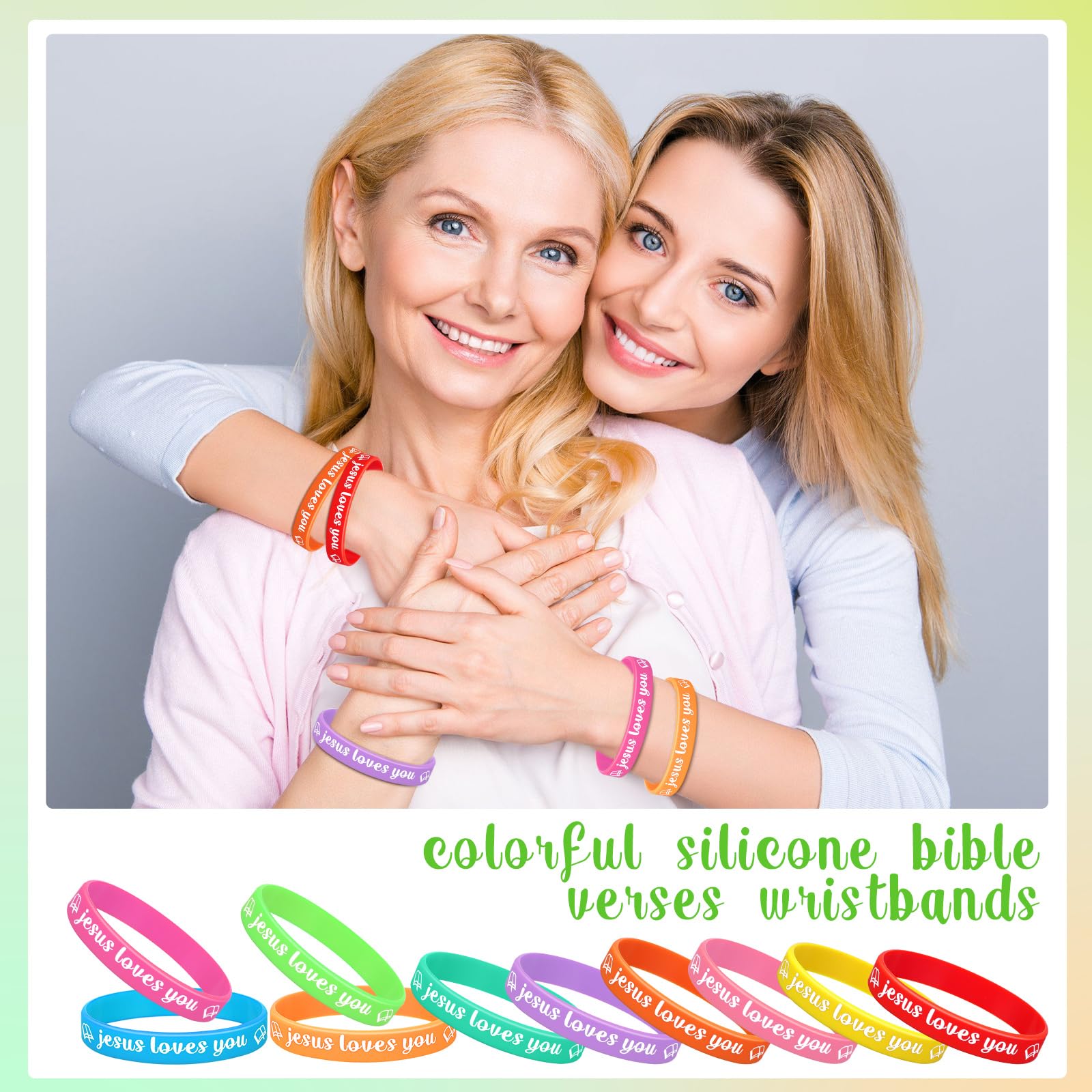 Jerify 200pcs Jesus Loves You Silicone Bracelets - Religious Wristbands for Church Events & Gifts