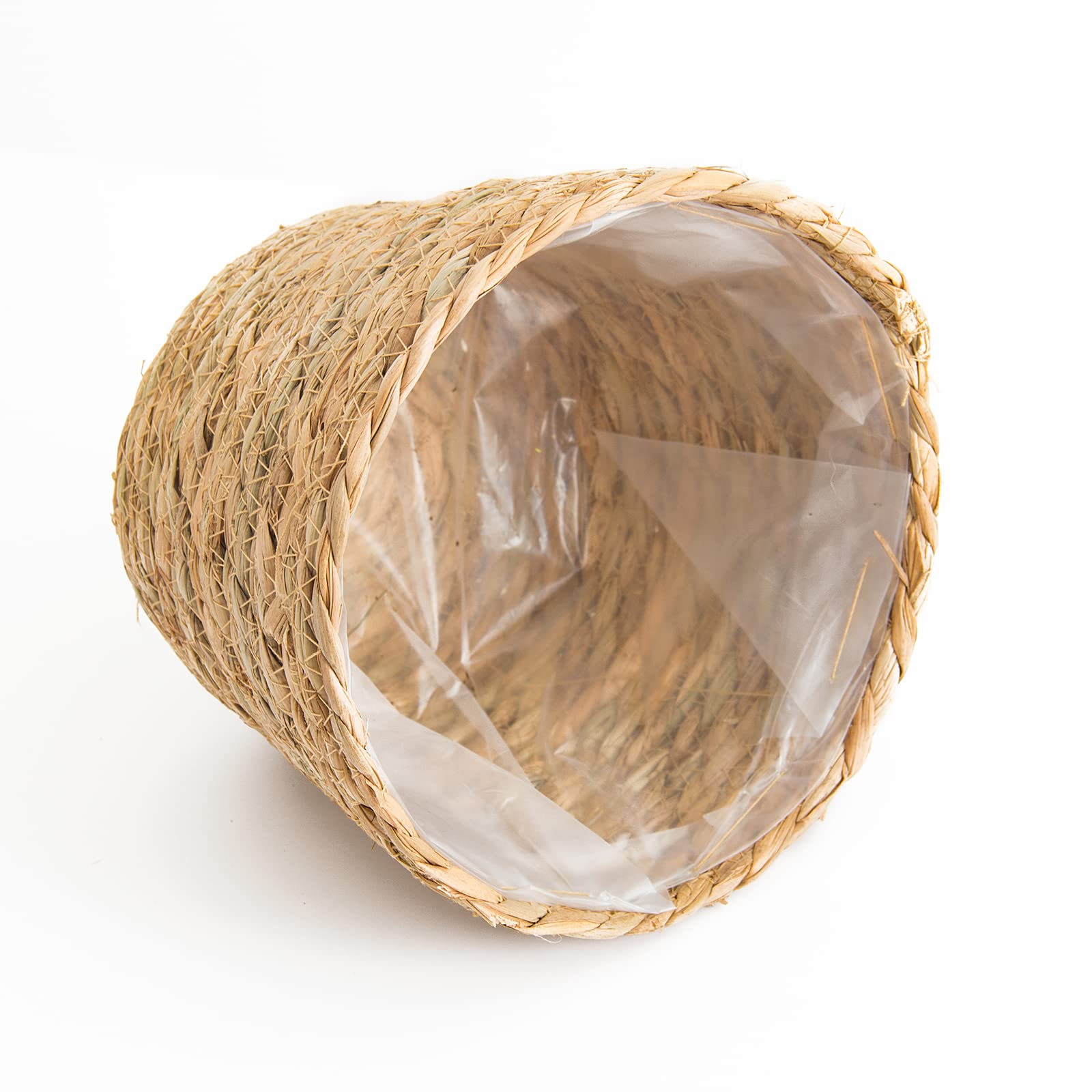 Seagrass Plant Basket Set of 3 - 9.8 Inch Brown Woven Storage Pot Cover for Indoor Plants | Home Decor, Living Room, Office & Balcony Organization