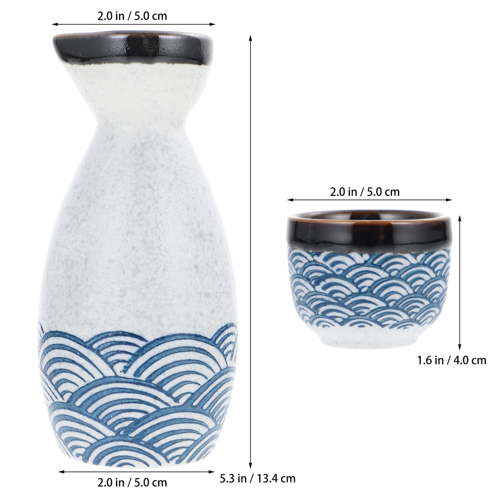 DOITOOL Traditional Japanese Sake Set - Ceramic Sake Pot & 4 Cups - Authentic Japanese Drinking Vessels for Sake, Tea, or Cocktails - Perfect for Home Entertaining, Japanese Culture Lovers & Unique Gift Giving (Blue)