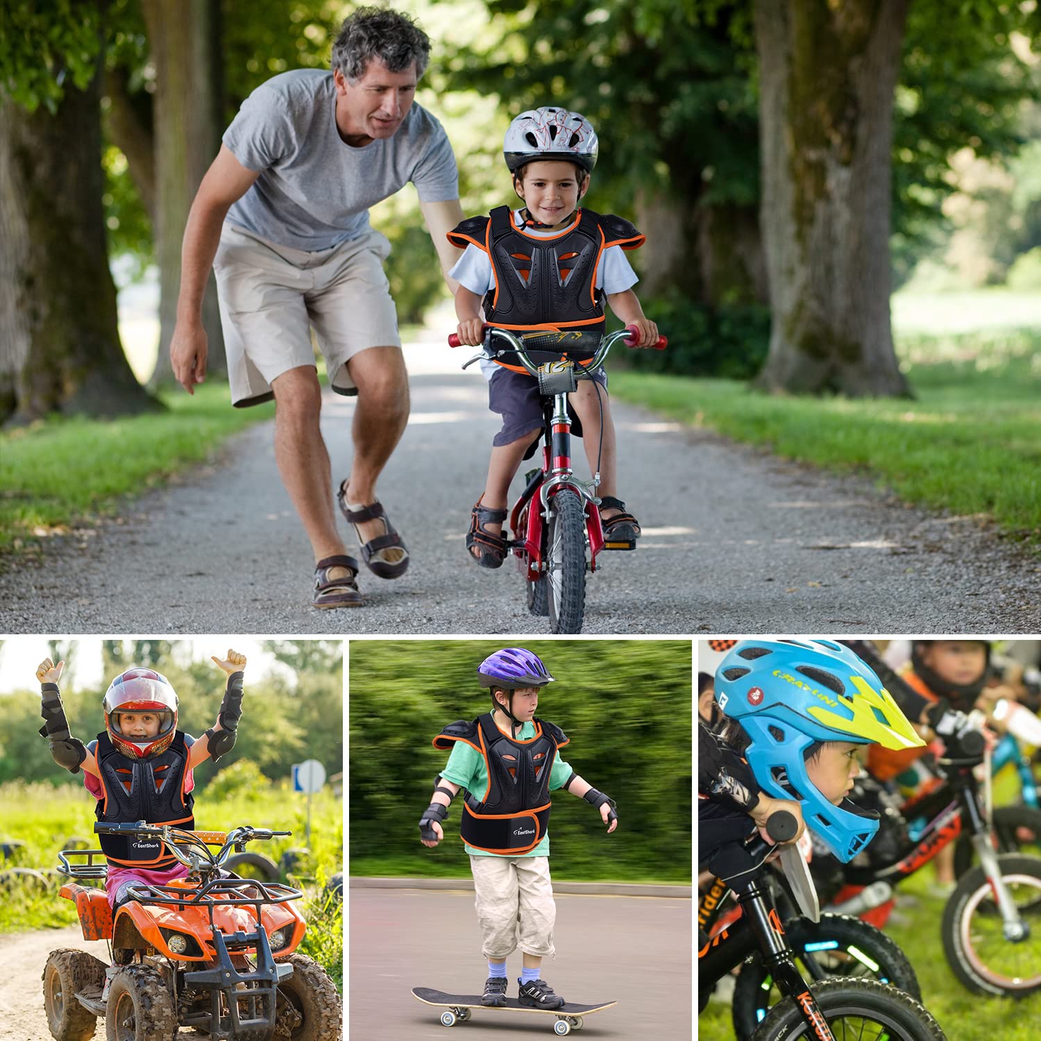 **Kids Dirt Bike Protective Vest - Chest & Spine Guard for Mountain Biking, Cycling & Off-Road Riding - Lightweight & Durable Safety Gear for Young Riders**    *(Perfect for Motocross, Trail Riding & Outdoor Adventures!)*