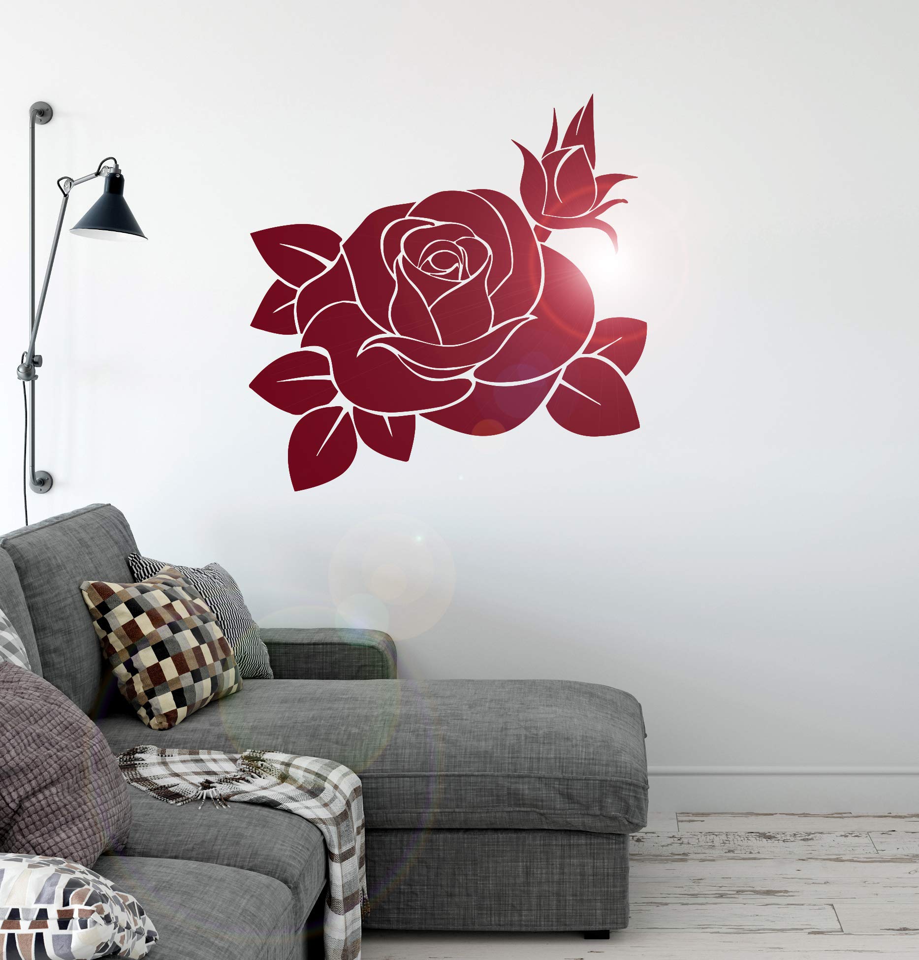 Black Rose Flower Vinyl Wall Decal Stickers - Elegant Bedroom Decor for Home & Living Room | Perfect for DIY Wall Art, Nursery, and Office Decoration