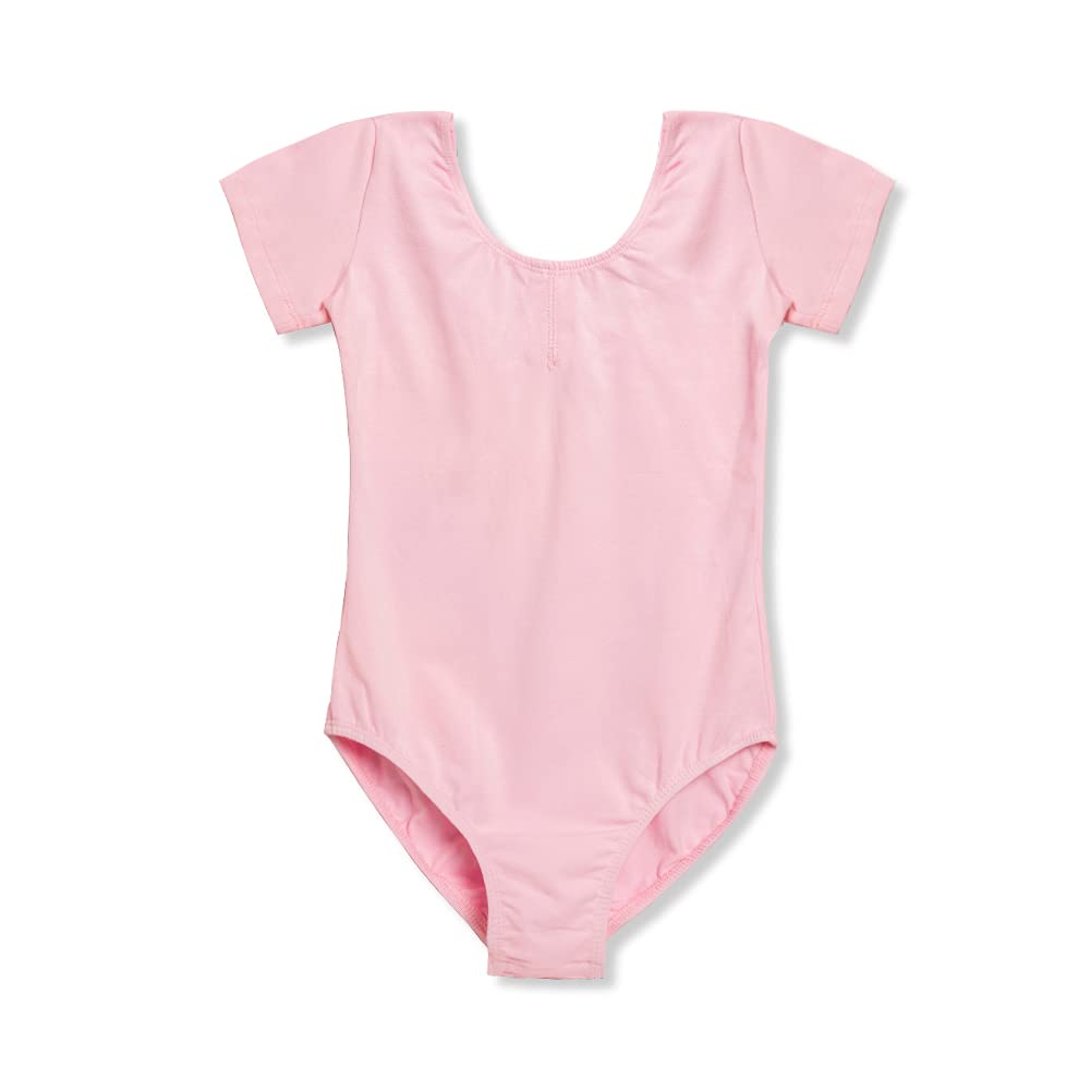 ROYAL SMEELA Girls Ballet Leotard - Short Sleeve Dance Leotard for Toddlers & Kids - Basic Ballet Outfit for Dance Class, Recital & Performance (Pink, Size 3-4T)
