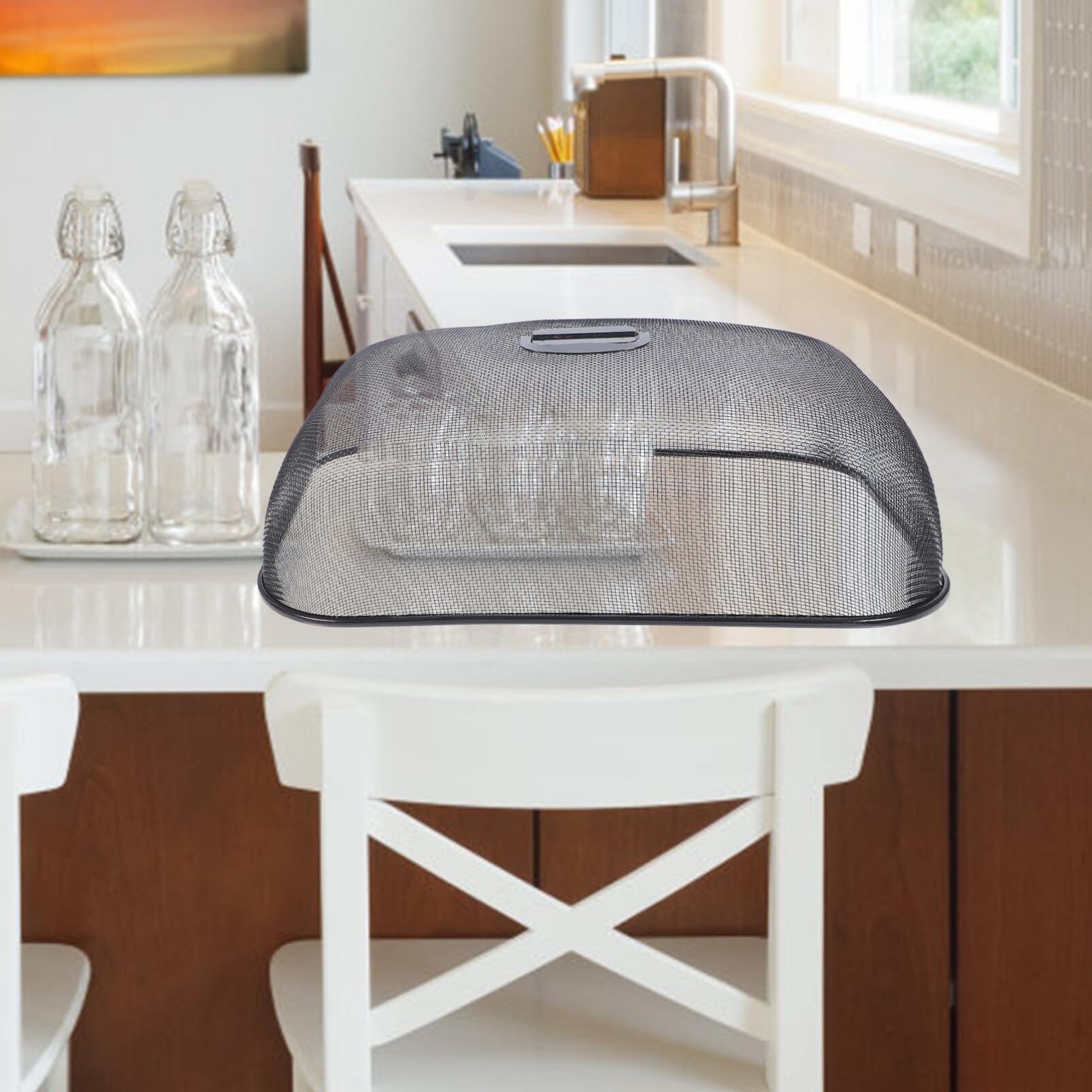 Stainless Steel Mesh Food Cover Tent - Large Black Metal Screen for Indoor, Outdoor, Picnic & Camping - Keep Bugs Away from Food at BBQs, Parties & Dining Al Fresco