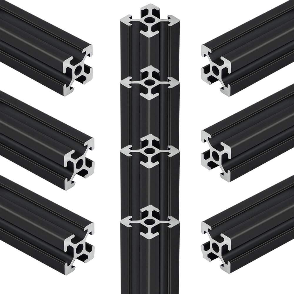 10pcs 1000mm (39.4inch) T Slot 2020 Aluminum Extrusion - European Standard Anodized Linear Rail for 3D Printer Parts, CNC Machines & DIY Projects - Black | Perfect for Building Frames, Enclosures & Motion Systems