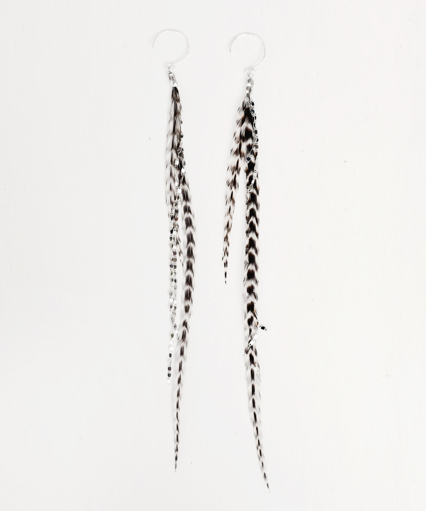 Sparkling Long Feather Earrings for Women - Boho Chic Dangle Earrings for Parties, Weddings & Festivals | Handmade Fashion Jewelry Gift
