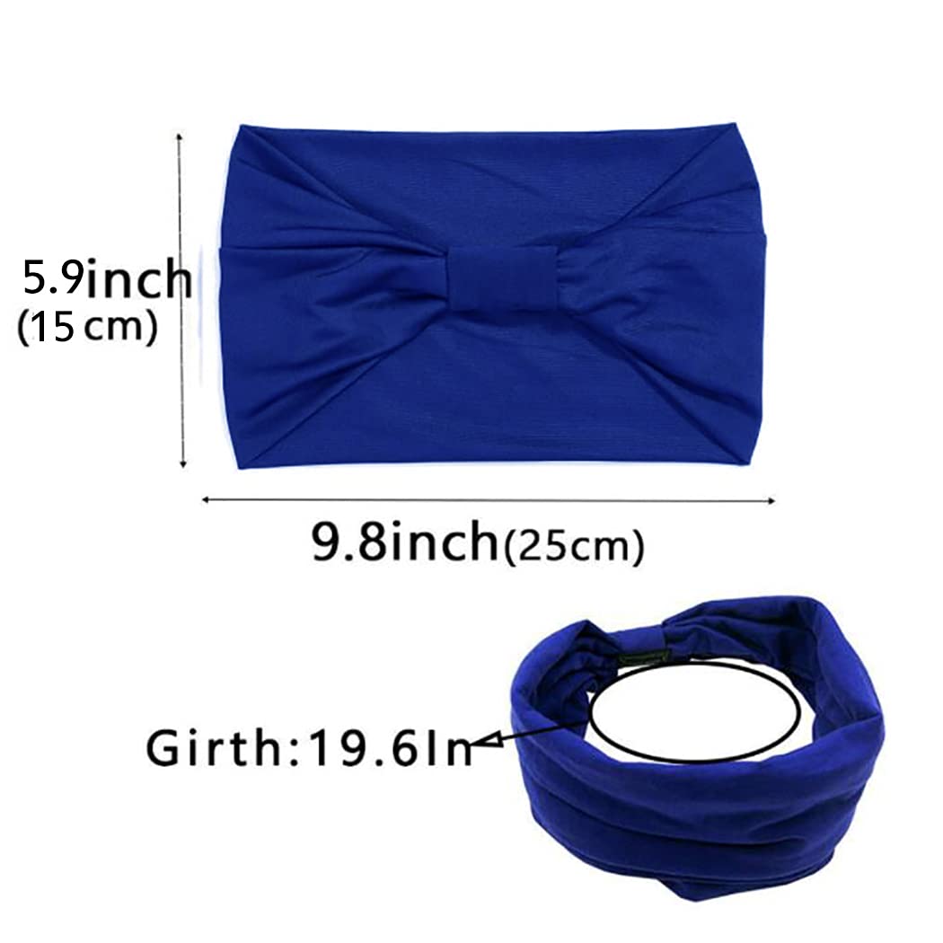 CAKURE Extra Wide Stretch Knotted Headbands for Women - 4 Pack, African Turban Style, Yoga Running Workout Hair Accessories | Perfect for Gym, Sports, and Everyday Fashion