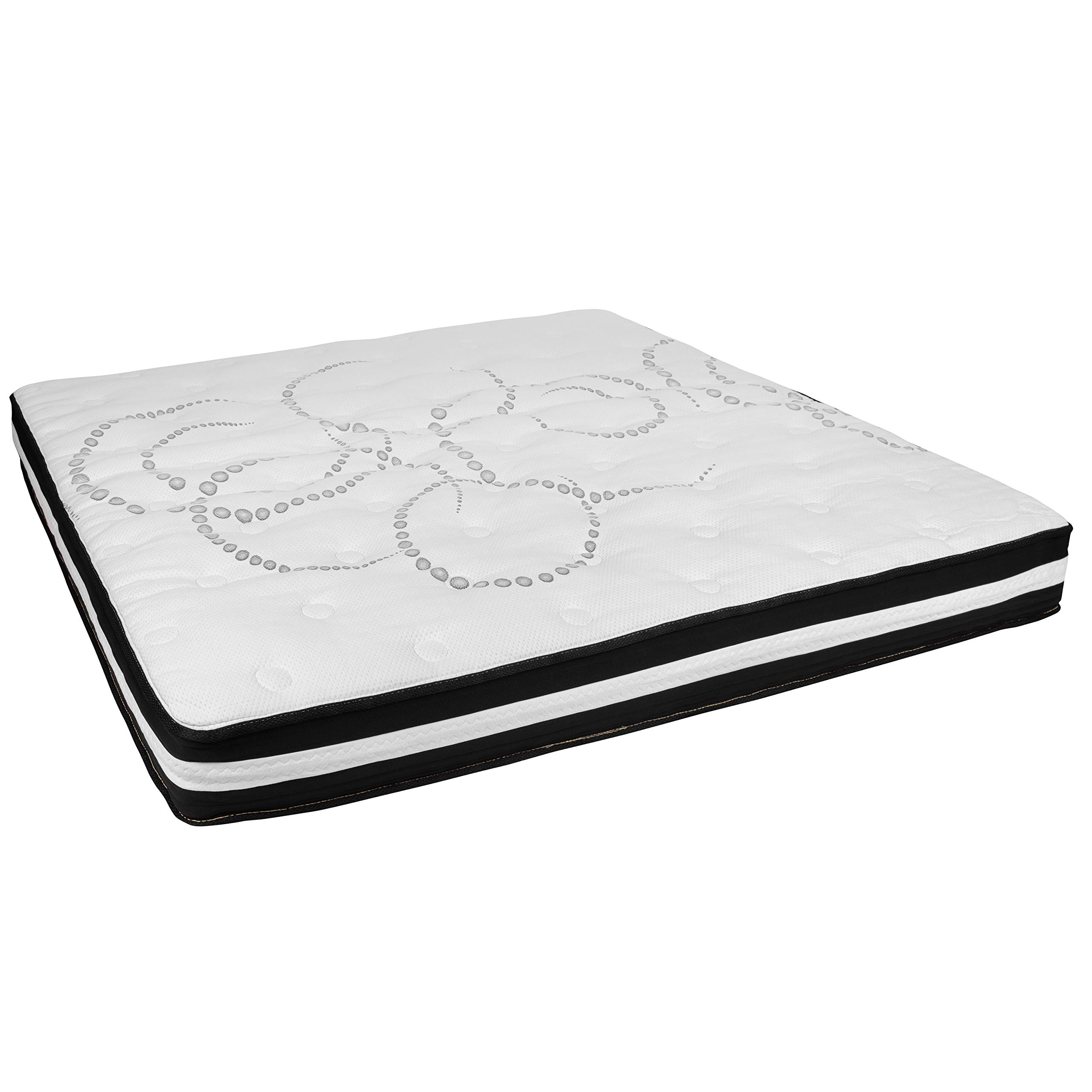 Flash Furniture Tribeca King Size Tufted Upholstered Platform Bed - Beige Fabric with 10 Inch CertiPUR-US Certified Pocket Spring Mattress | Modern Bedroom Furniture for Master Suite, Guest Room & Apartment