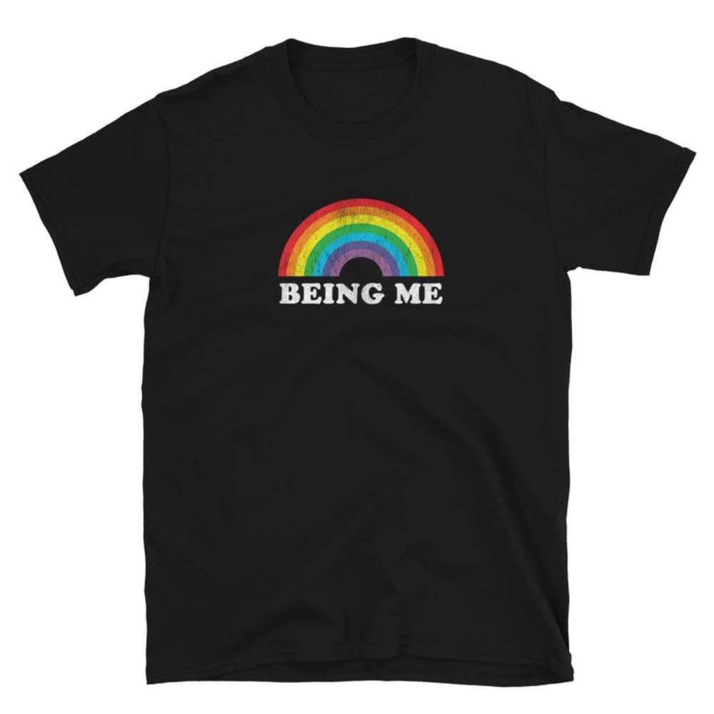 Rainbow Gay Pride Flag Equality LGBT Short-Sleeve T-Shirt - Support LGBTQ+ Rights - Perfect for Pride Parades, Festivals & Everyday Wear