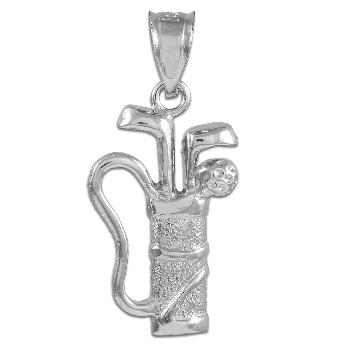 14K White Gold Golf Bag Charm Pendant Necklace for Women - Elegant Sports Jewelry Gift for Golf Lovers & Players - Perfect for Games, Tournaments & Casual Wear