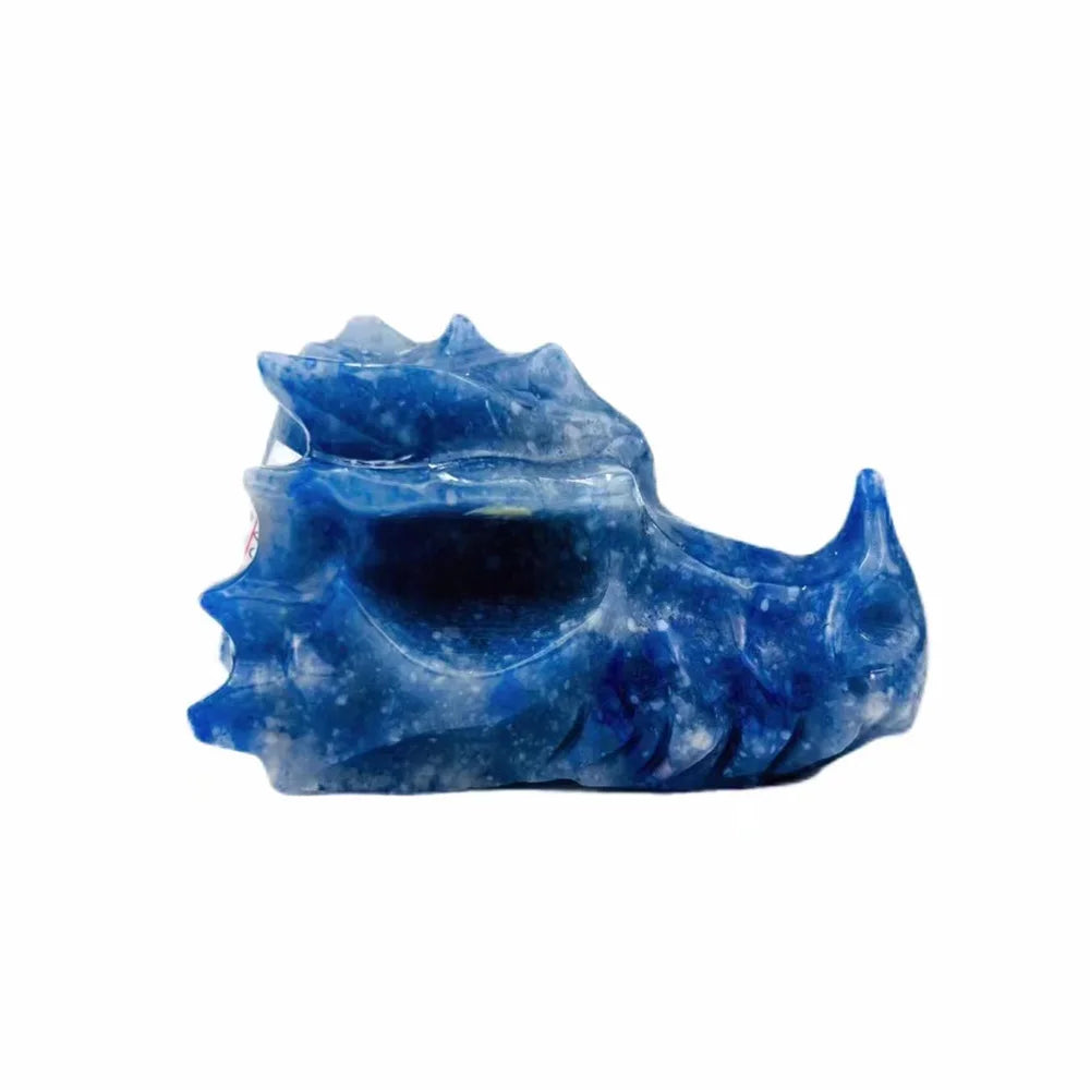 Handcrafted Blue Aventurine Dragon Skull Sculpture - Natural Crystal Reiki Healing Statue for Men, Unique Collectible Home Decor Gift for Meditation & Spiritual Healing | Feng Shui Office Display & Fantasy Collection Centerpiece