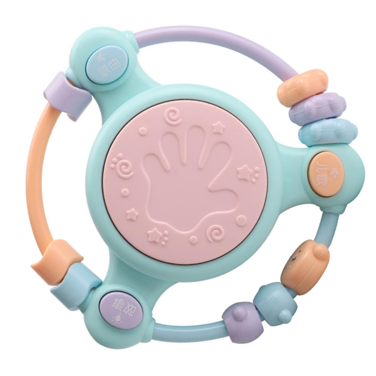 Totority Baby Musical Beaded Hand Clap Drum - Educational Toddler Toy with Steering Wheel & Rattle Sounds | Preschool Learning Instrument for Sensory Play, Birthday Gifts & Early Childhood Development
